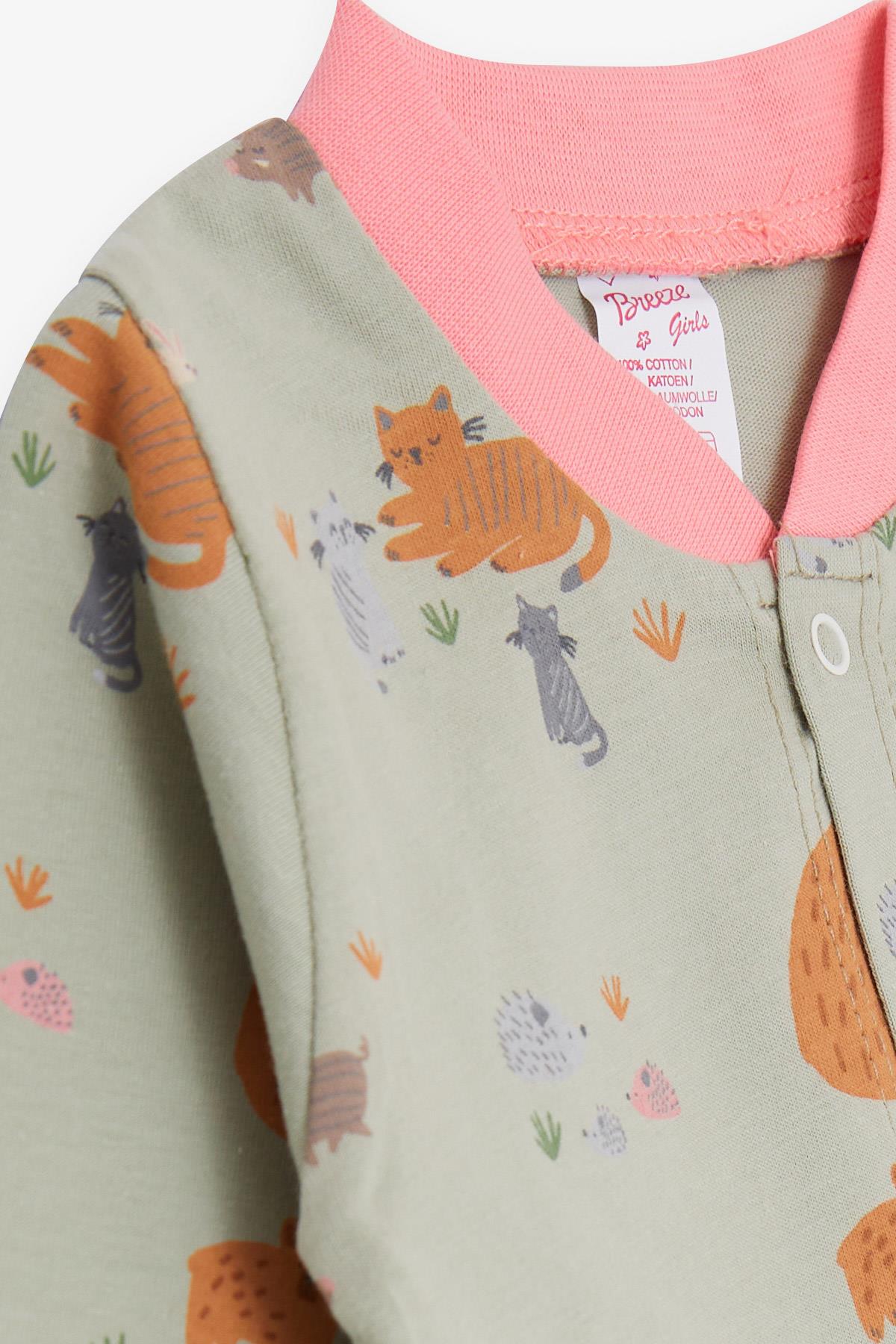 Breeze Kız Bebek Tulum Bahar Temalı Hayvancık Desenli Mint Yeşili (0-6 Ay)