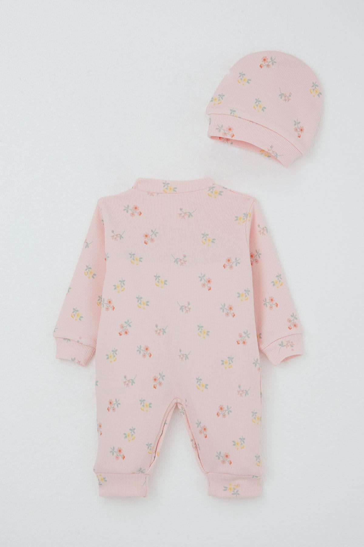 Breeze Kız Bebek Tulum Çiçek Desenli Pembe (0-6 Ay)