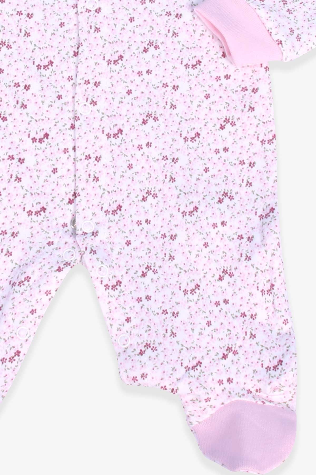 Breeze Kız Bebek Tulum Çiçek Desenli Şapkalı Set Ekru (0-3 Ay-6 Ay)