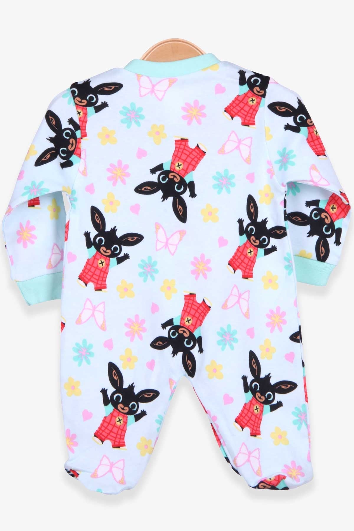 Breeze Kız Bebek Tulum Çiçek Desenli Şapkalı Set Su Yeşili (0-3 Ay-6 Ay)