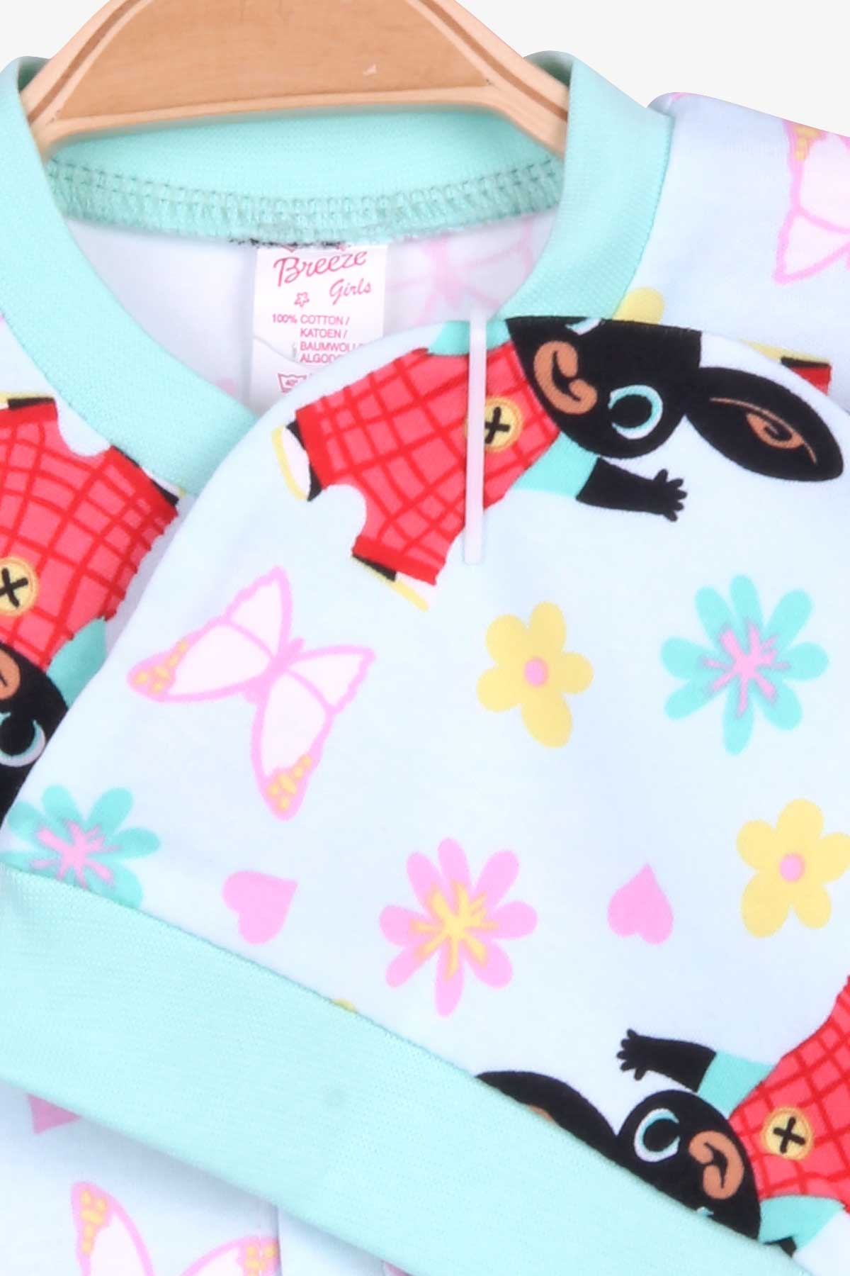 Breeze Kız Bebek Tulum Çiçek Desenli Şapkalı Set Su Yeşili (0-3 Ay-6 Ay)