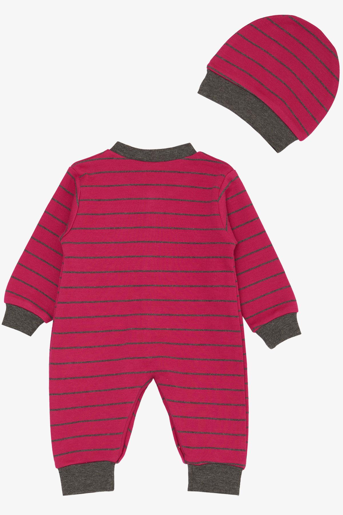 Breeze Kız Bebek Tulum Çizgili Fuşya (0-6 Ay)