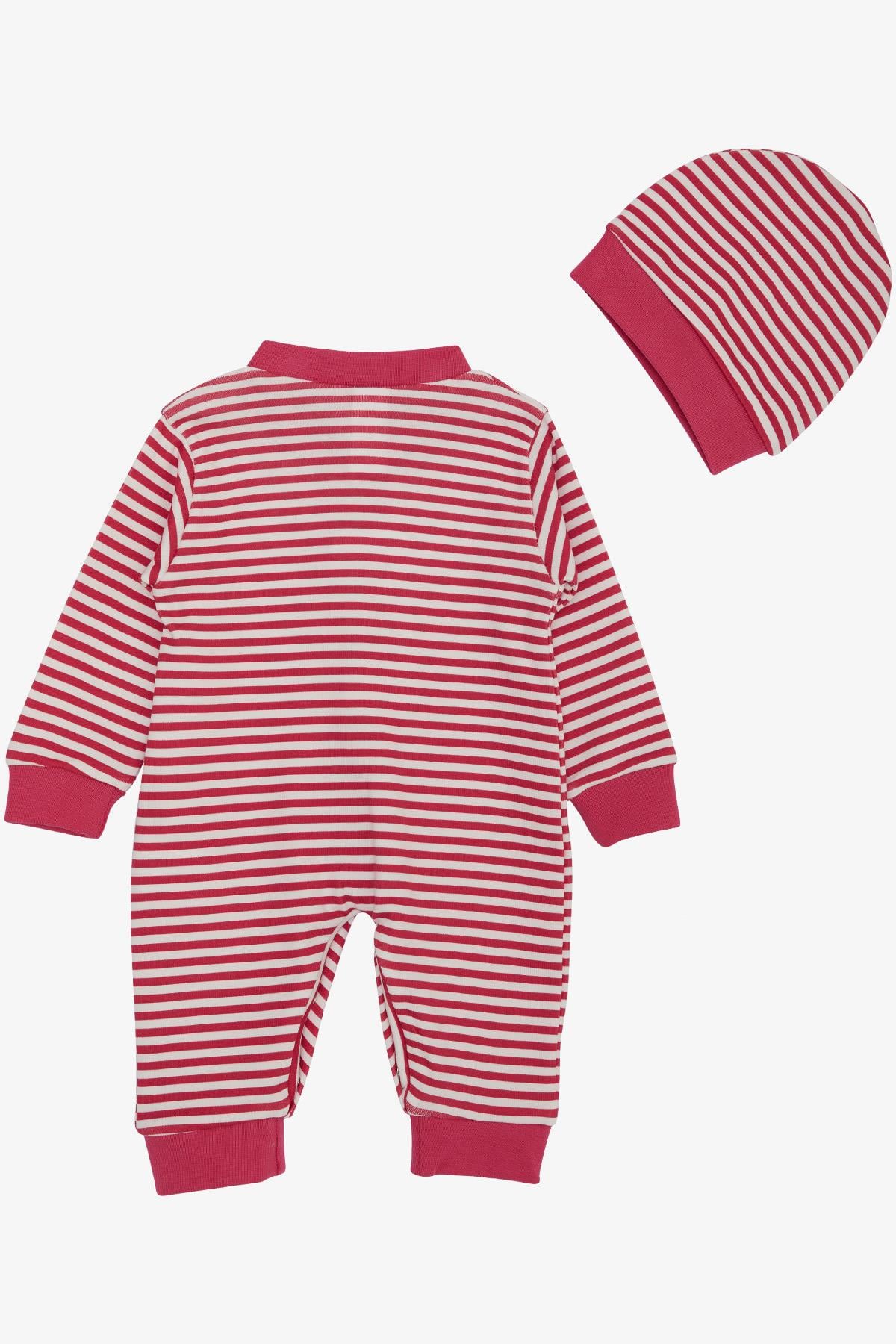 Breeze Kız Bebek Tulum Çizgili Fuşya (0-6 Ay)