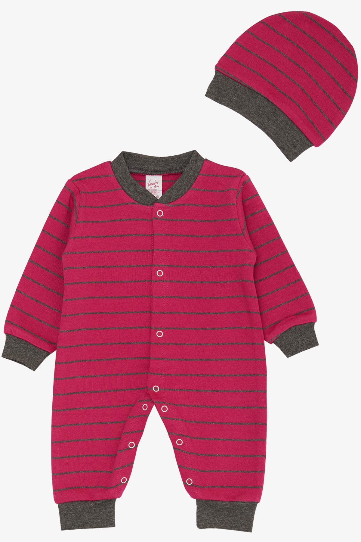 Breeze Kız Bebek Tulum Çizgili Fuşya (0-6 Ay)