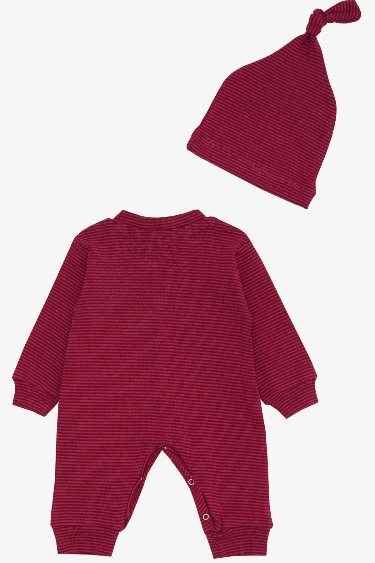 Breeze Kız Bebek Tulum Çizgili Fuşya (0-6 Ay)