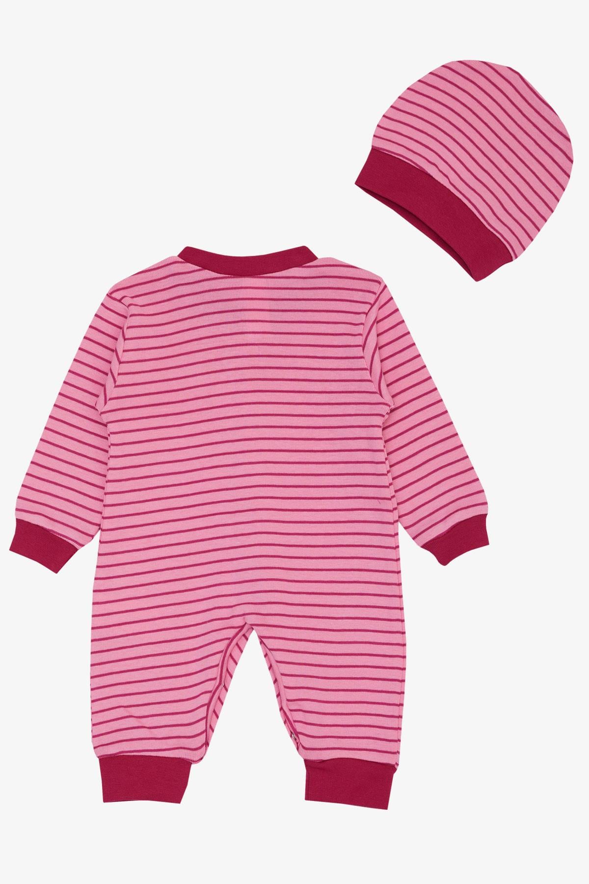 Breeze Kız Bebek Tulum Çizgili Pembe (0-6 Ay)