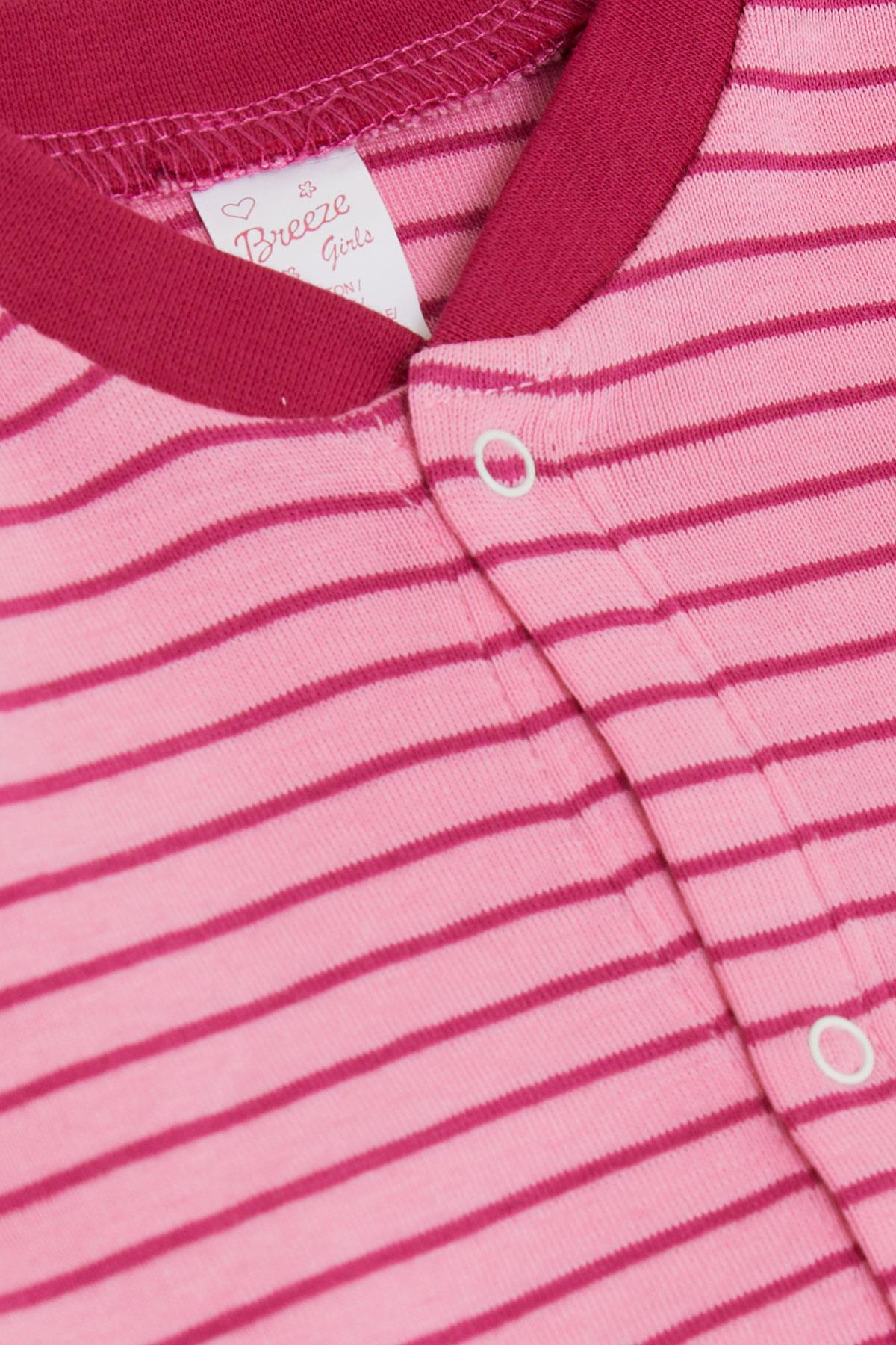 Breeze Kız Bebek Tulum Çizgili Pembe (0-6 Ay)