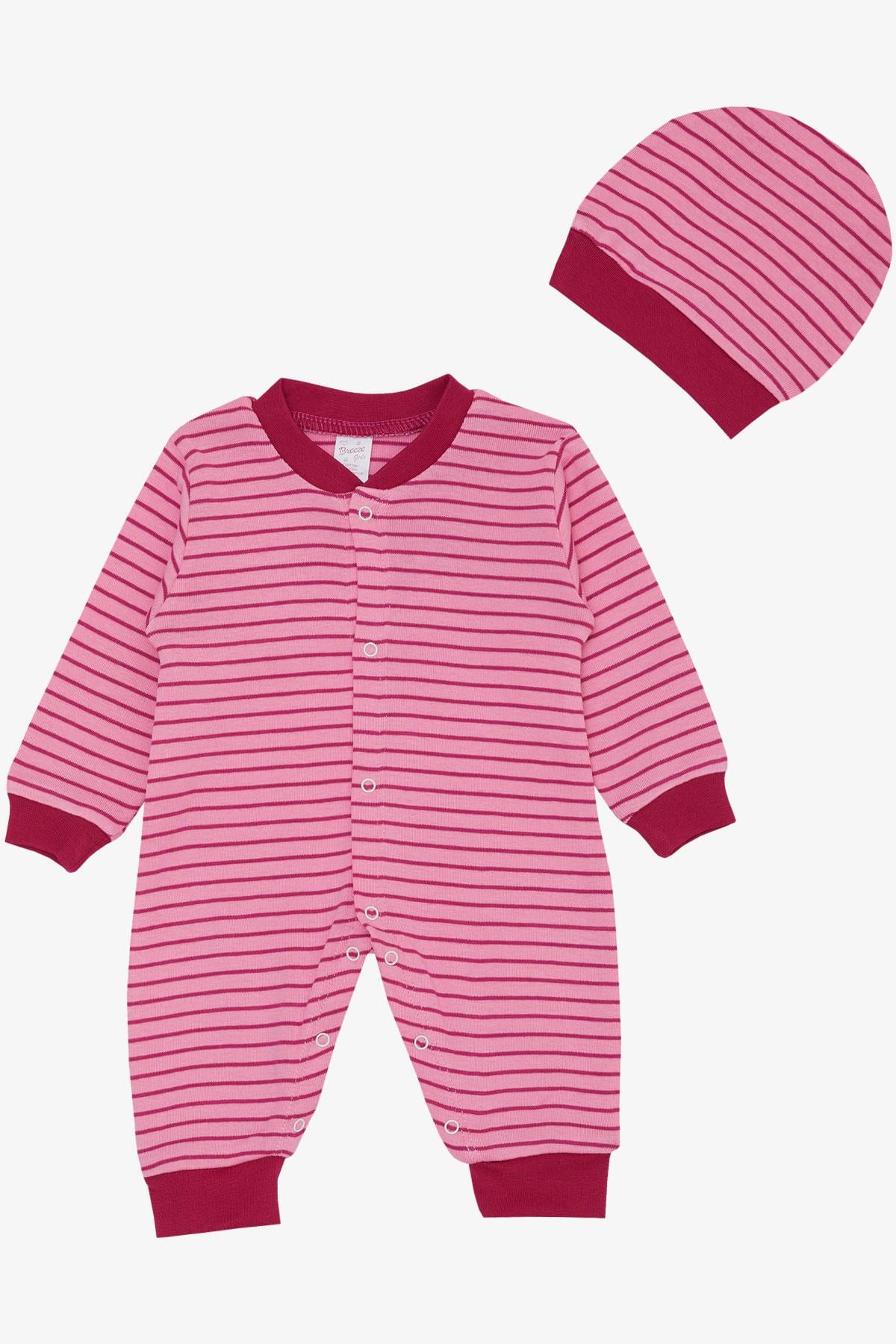 Breeze Kız Bebek Tulum Çizgili Pembe (0-6 Ay)
