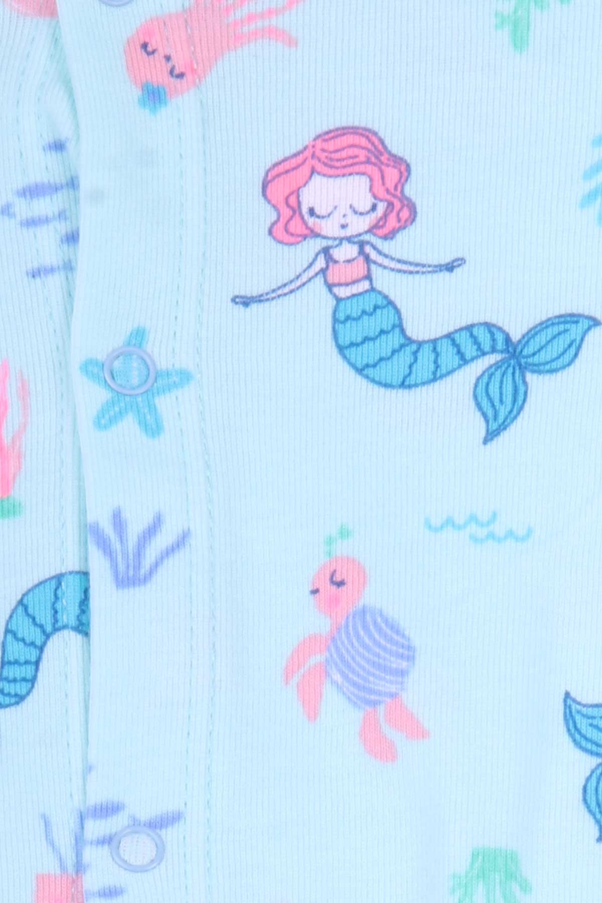 Breeze Kız Bebek Tulum Deniz Kızı Desenli Su Yeşili (0-3 Ay-6 Ay)
