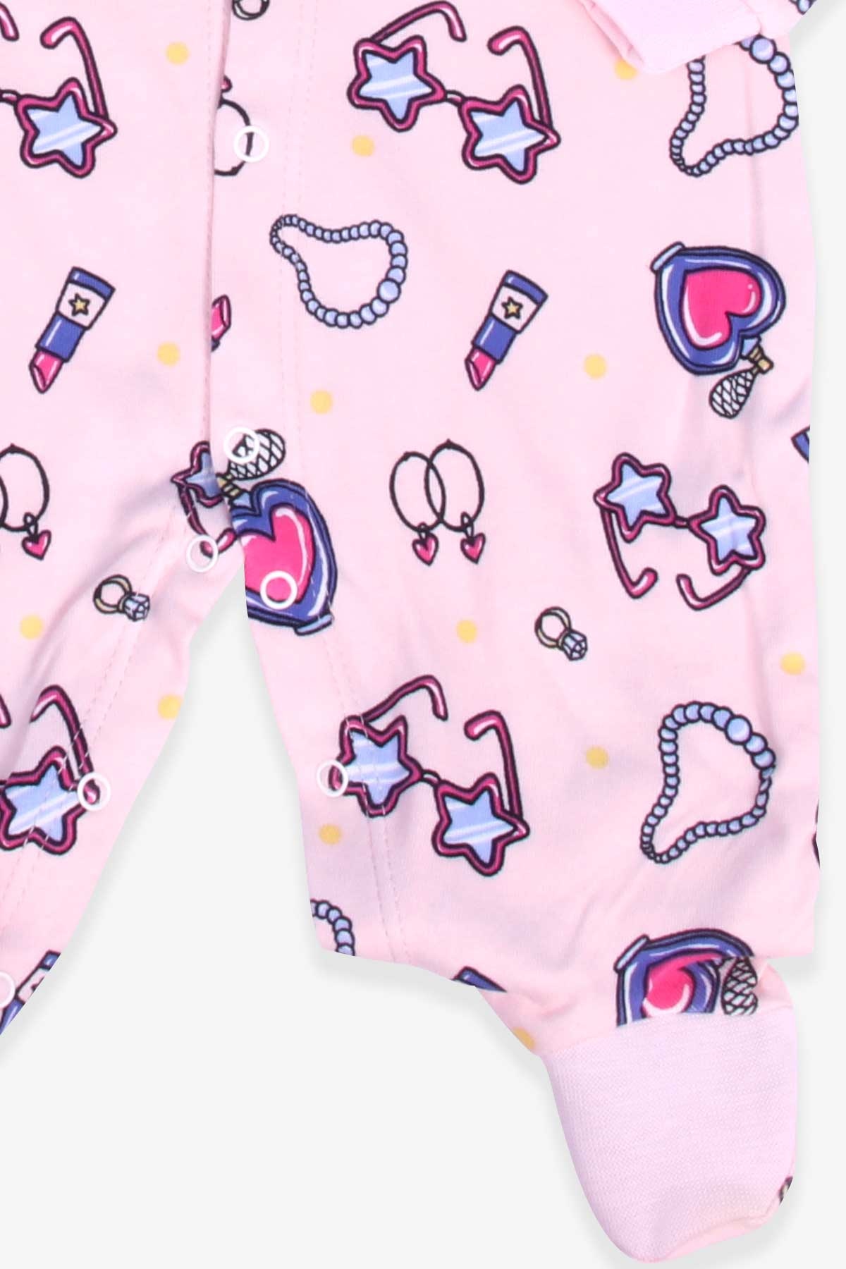 Breeze Kız Bebek Tulum Desenli Şapkalı Set Somon (0-3 Ay-6 Ay)