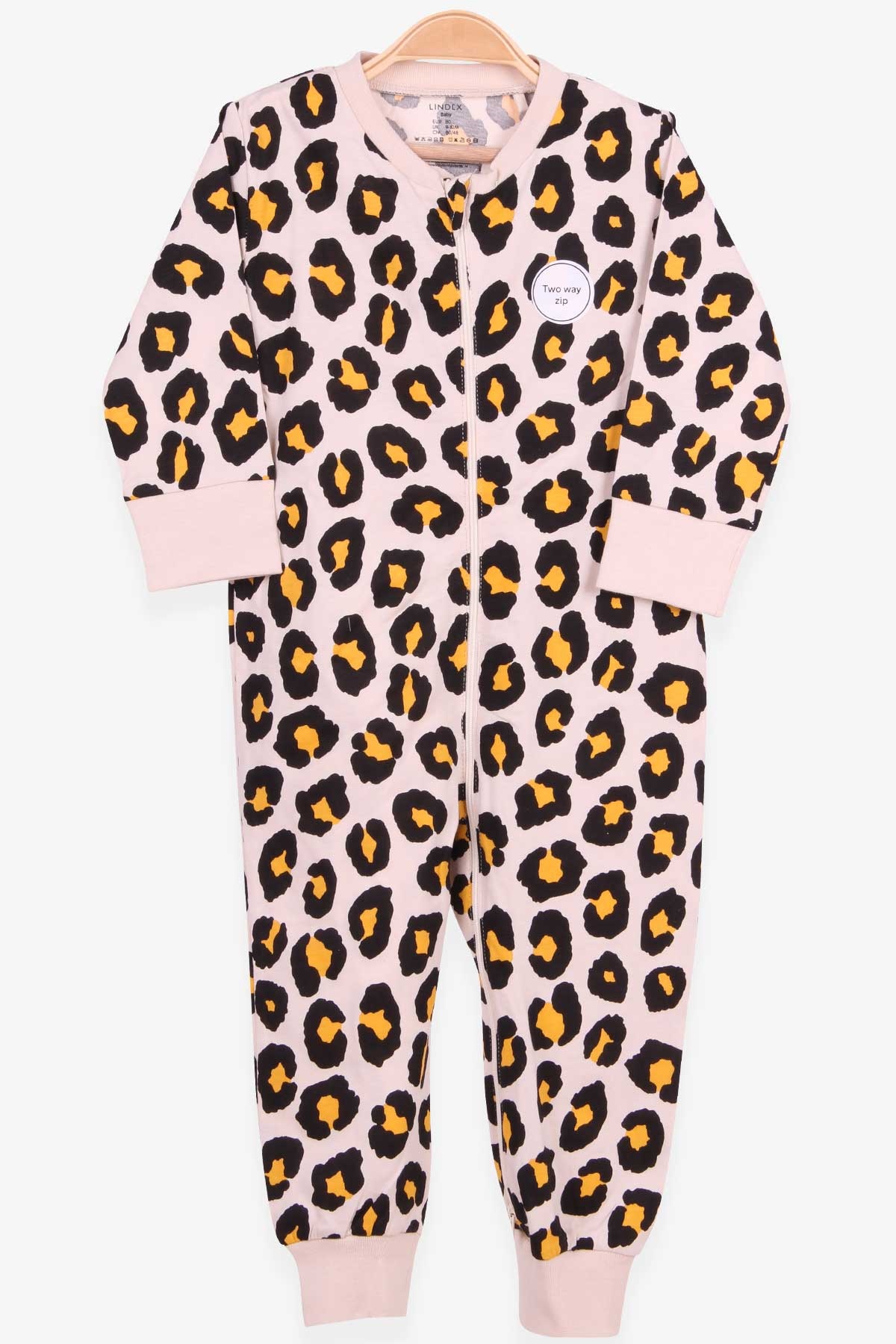 Breeze Kız Bebek Tulum Fermuarlı Leopar Desenli Krem (0-3 Ay-2 Yaş)