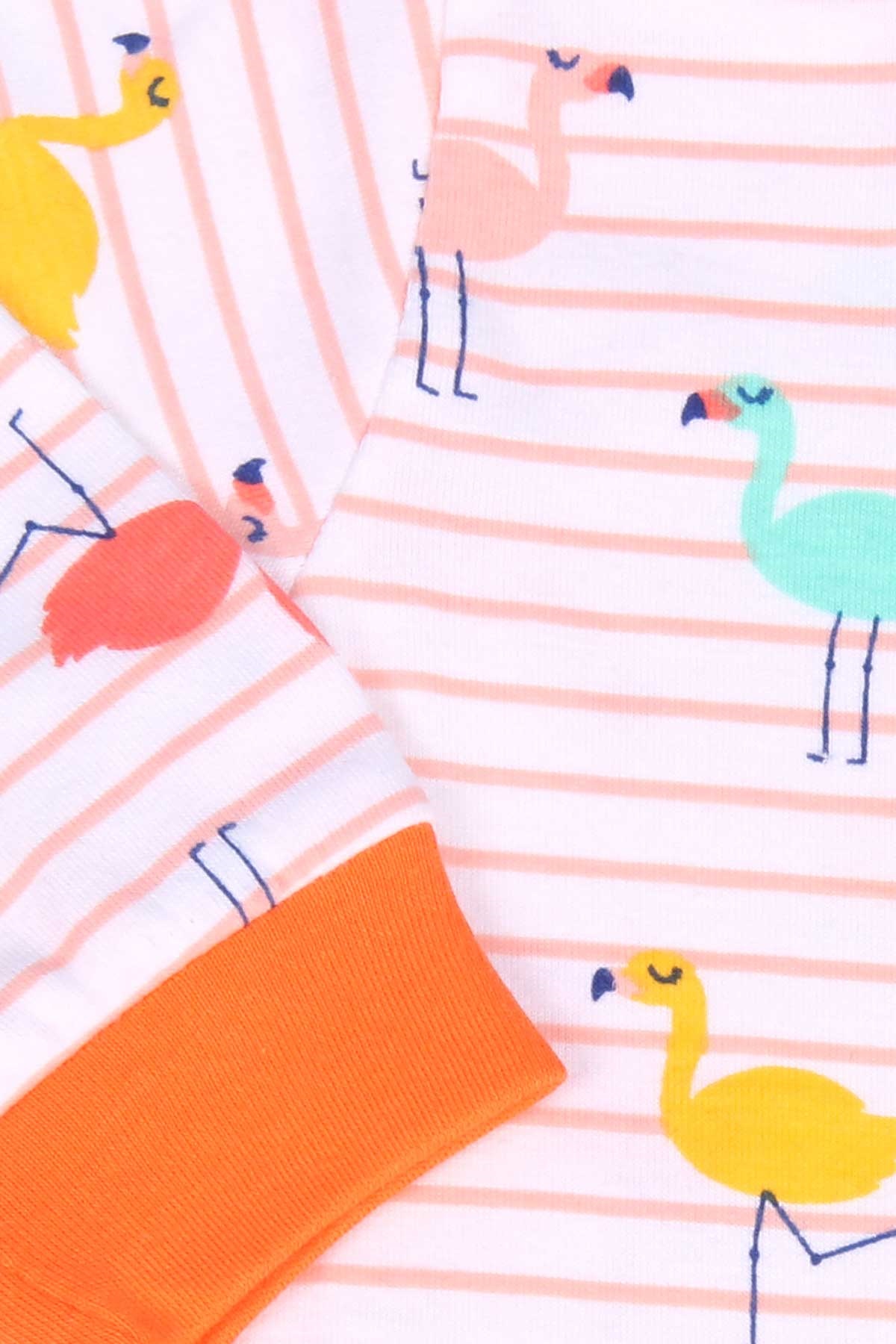 Breeze Kız Bebek Tulum Flamingo Desenli Şapkalı Set Ekru (0-3 Ay-6 Ay)
