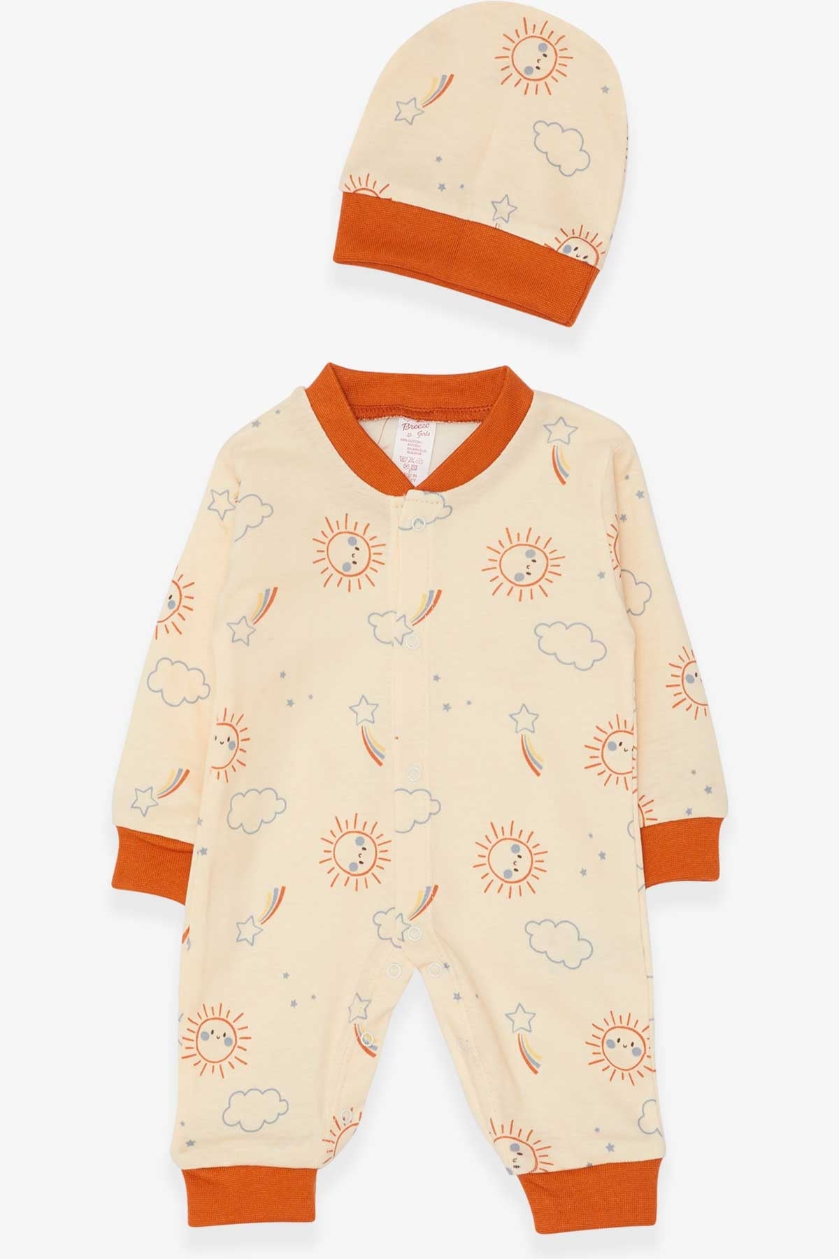 Breeze Kız Bebek Tulum Gökyüzü Temalı Krem (0-3 Ay-6 Ay)