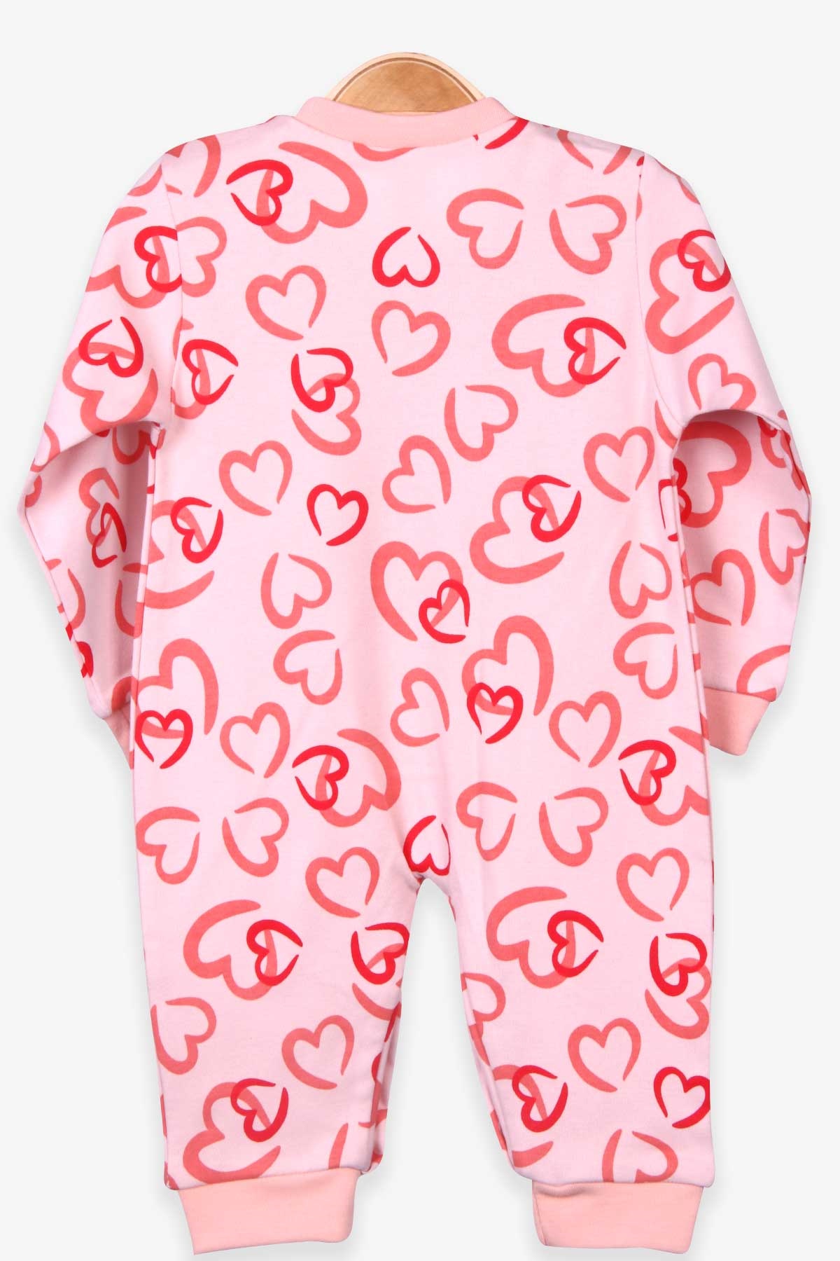 Breeze Kız Bebek Tulum Kalp Desenli Şapkalı Set Somon (0-3-6 Ay)