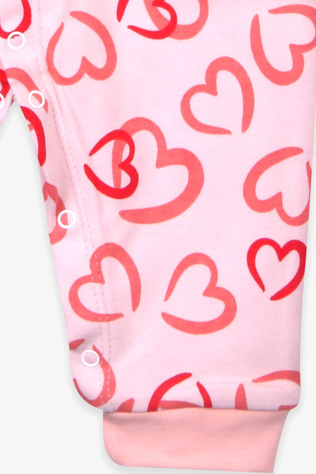 Breeze Kız Bebek Tulum Kalp Desenli Şapkalı Set Somon (0-3-6 Ay)