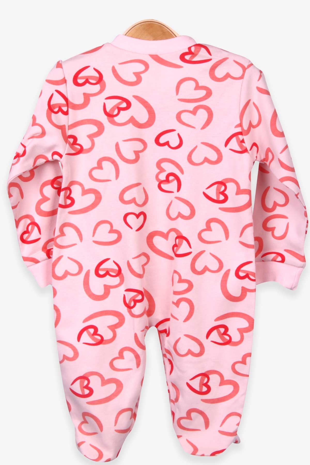 Breeze Kız Bebek Tulum Kalp Desenli Şapkalı Set Somon (0-3-6 Ay)