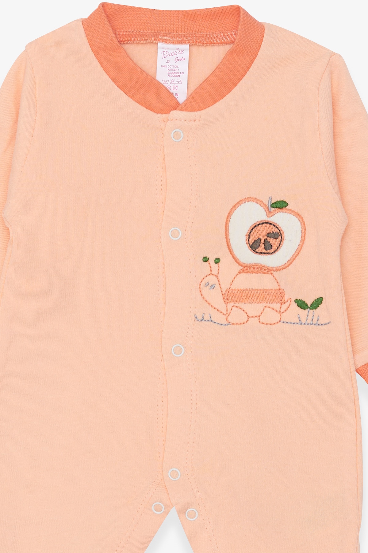 Breeze Kız Bebek Tulum Kaplumbağa Nakışlı Somon (0-3 Ay-6 Ay)