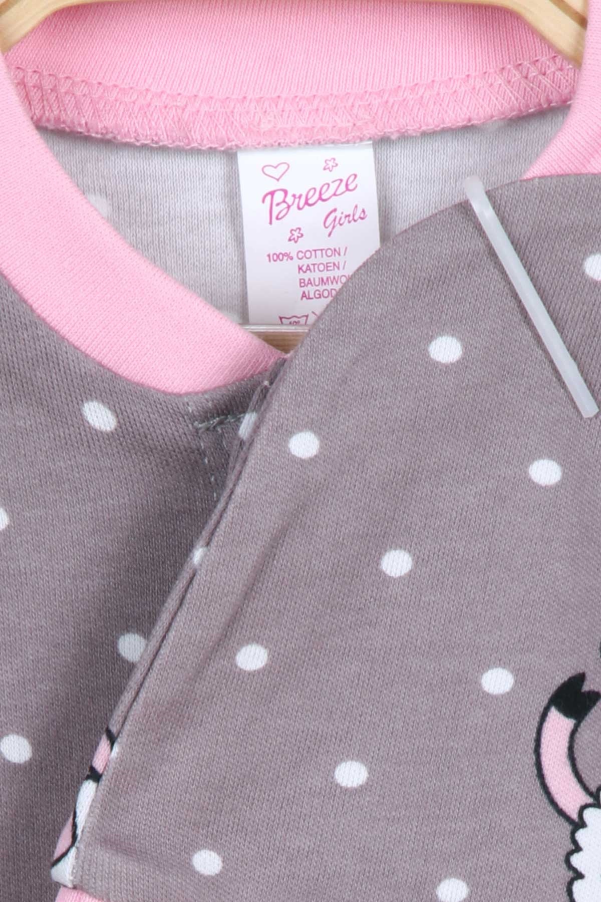 Breeze Kız Bebek Tulum Kuzulu Şapkalı Set Füme (0-3 Ay-6 Ay)