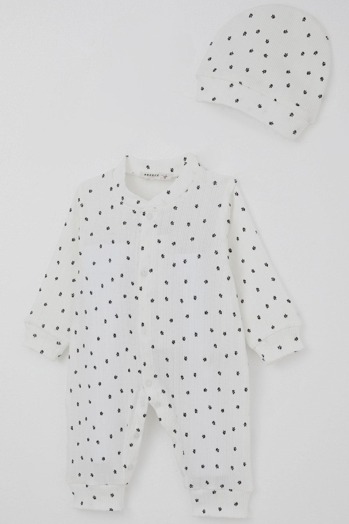 Breeze Kız Bebek Tulum Mini Çiçek Masalı Beyaz (0-6 Ay)