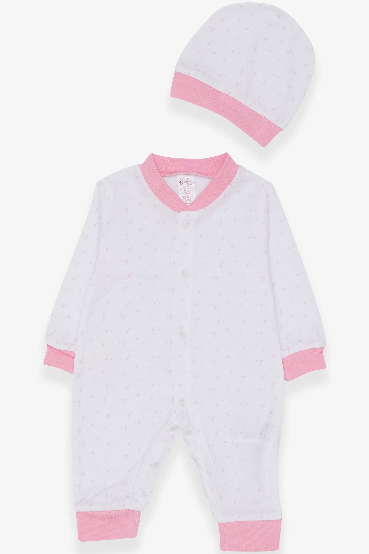 Breeze Kız Bebek Tulum Minik Kalp Desenli Beyaz (0-3 Ay-6 Ay)