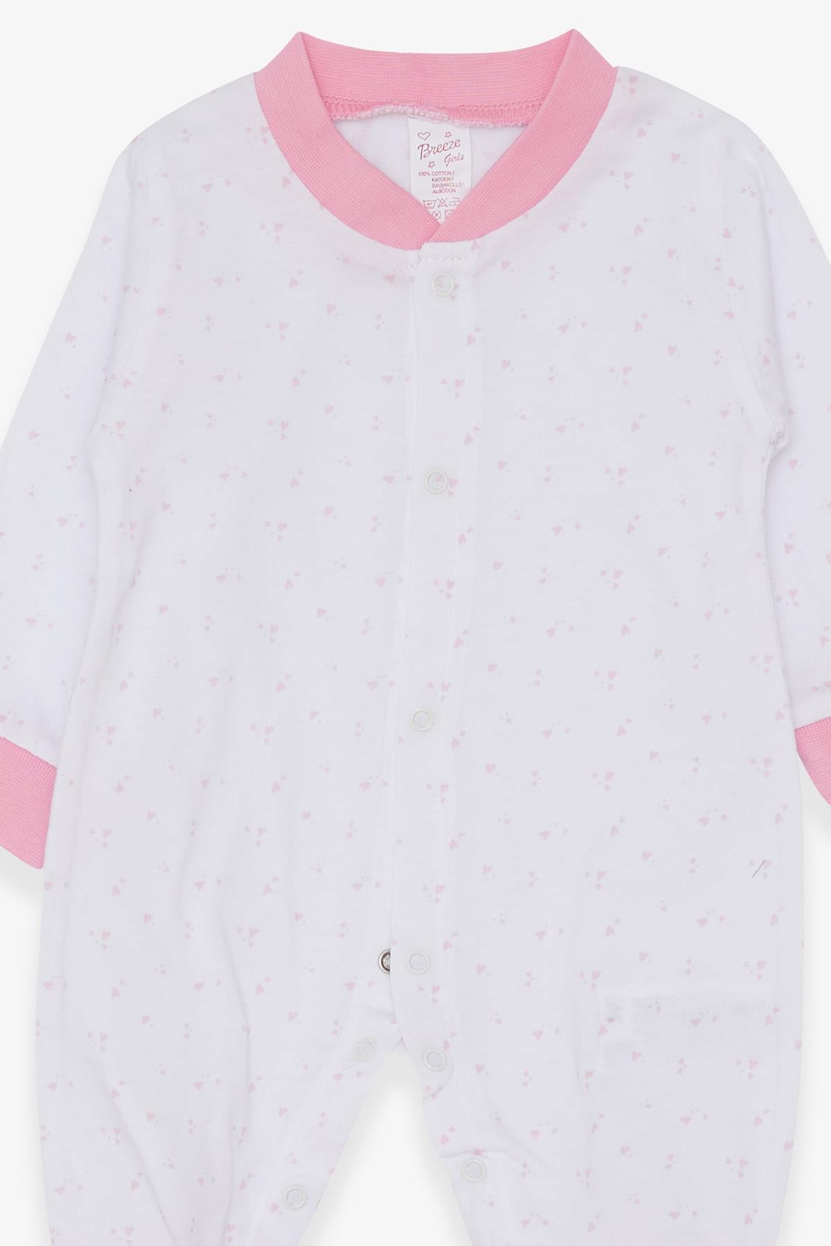 Breeze Kız Bebek Tulum Minik Kalp Desenli Beyaz (0-3 Ay-6 Ay)