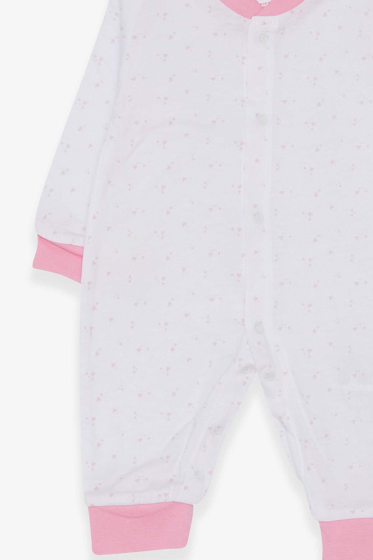 Breeze Kız Bebek Tulum Minik Kalp Desenli Beyaz (0-3 Ay-6 Ay)
