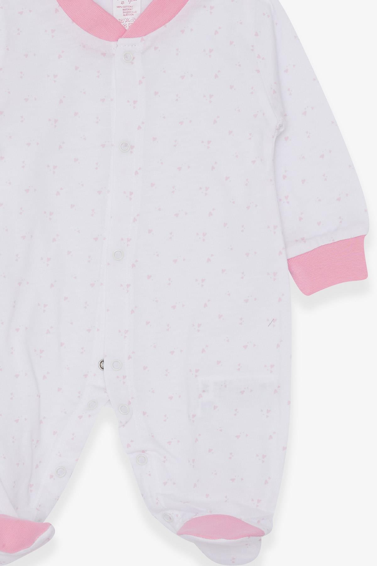 Breeze Kız Bebek Tulum Minik Kalp Desenli Beyaz (0-3 Ay-6 Ay)