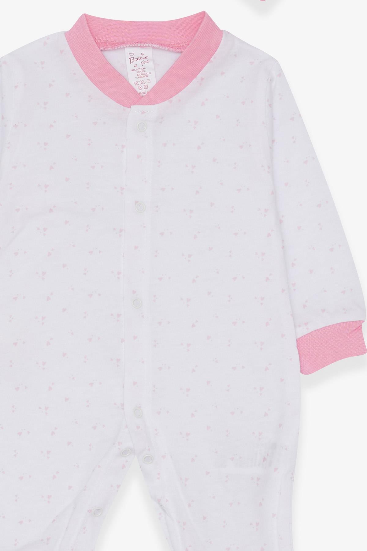 Breeze Kız Bebek Tulum Minik Kalp Desenli Beyaz (0-3 Ay-6 Ay)