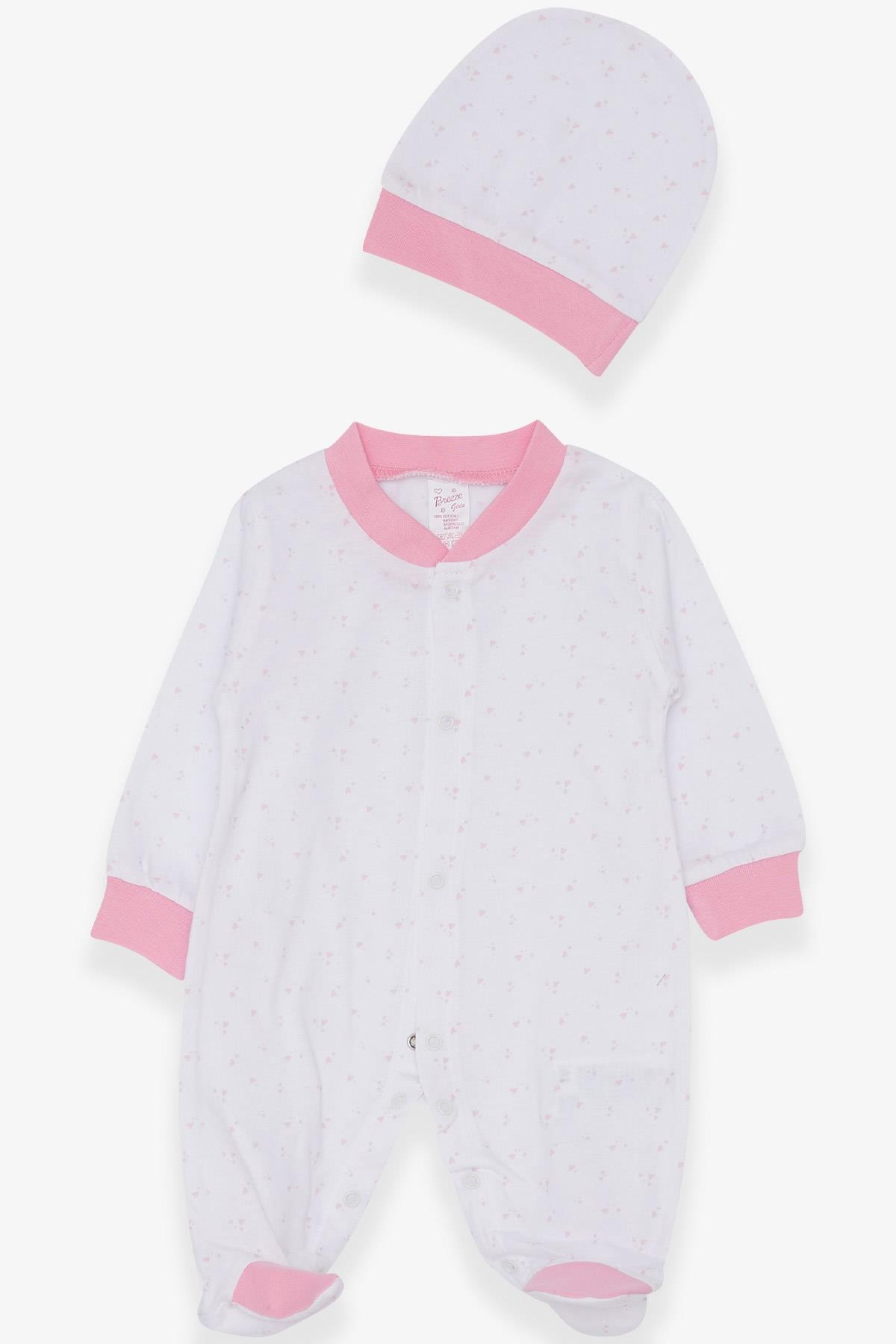 Breeze Kız Bebek Tulum Minik Kalp Desenli Beyaz (0-3 Ay-6 Ay)