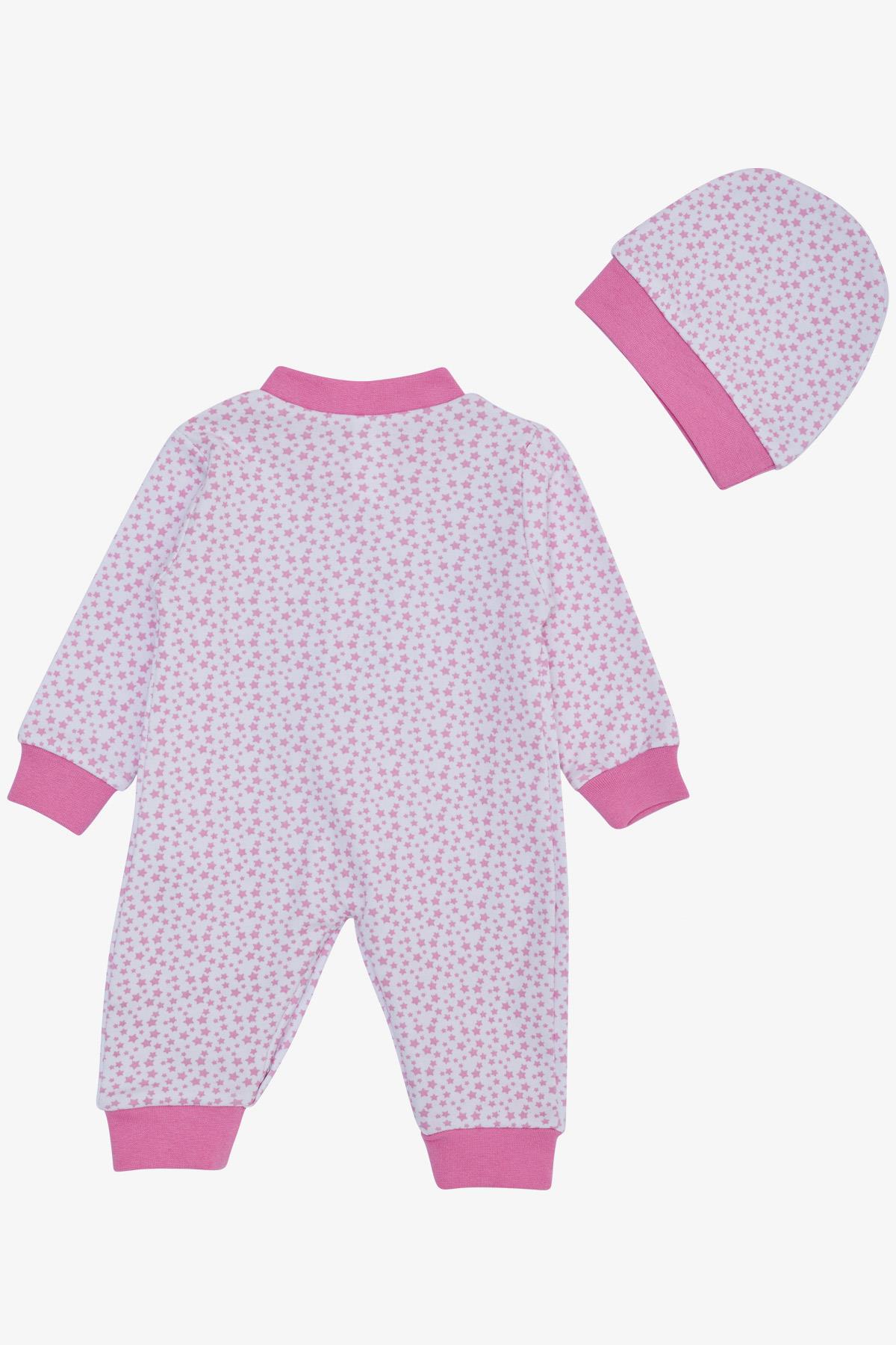 Breeze Kız Bebek Tulum Minik Yıldız Desenli Beyaz (0-6 Ay)