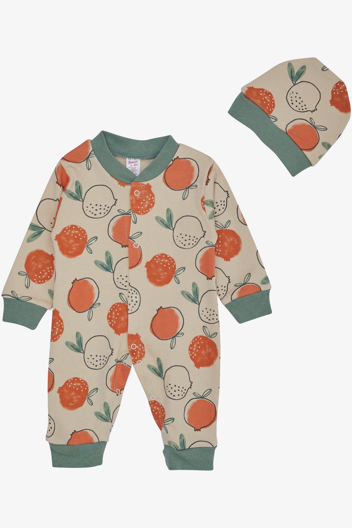 Breeze Kız Bebek Tulum Nar Desenli Bej (0-6 Ay)