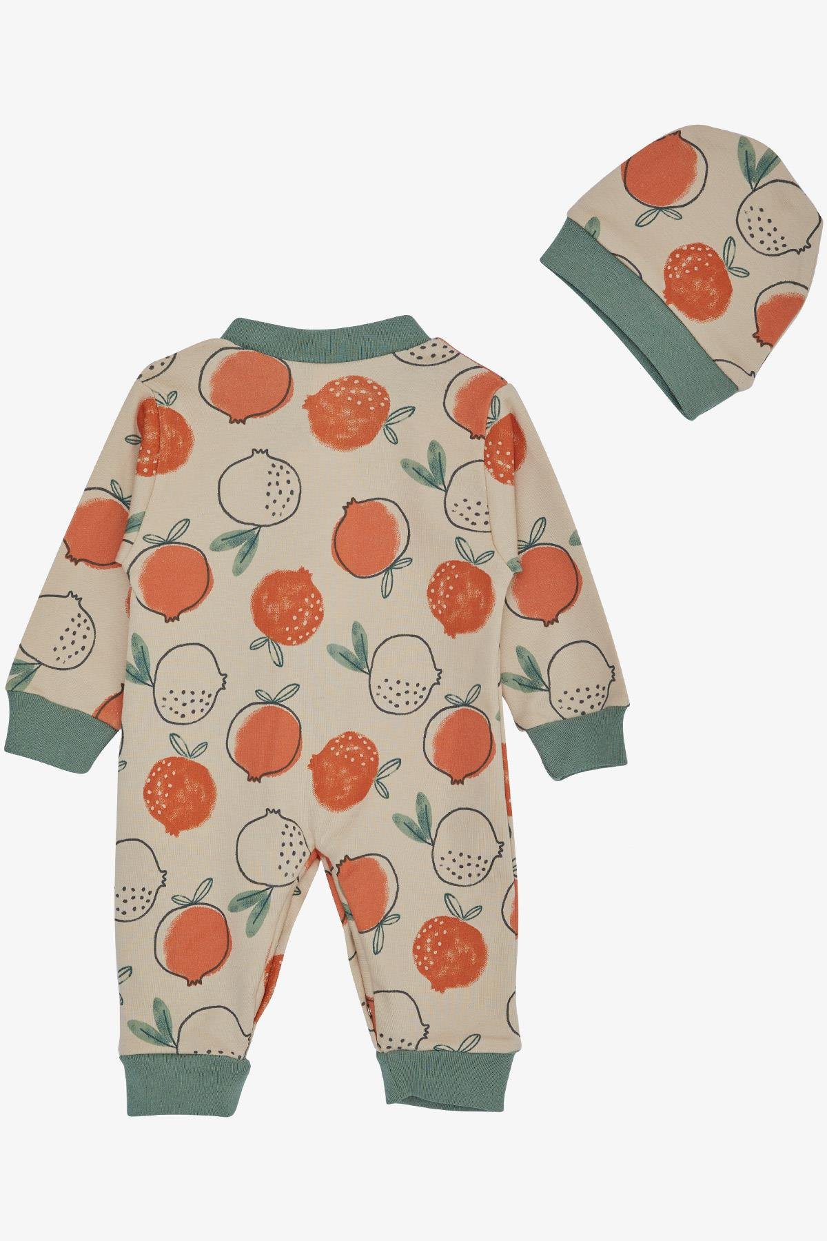 Breeze Kız Bebek Tulum Nar Desenli Bej (0-6 Ay)