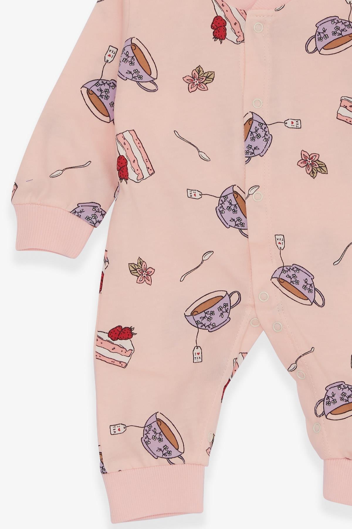 Breeze Kız Bebek Tulum Pasta Desenli Somon (0-3 Ay-6 Ay)