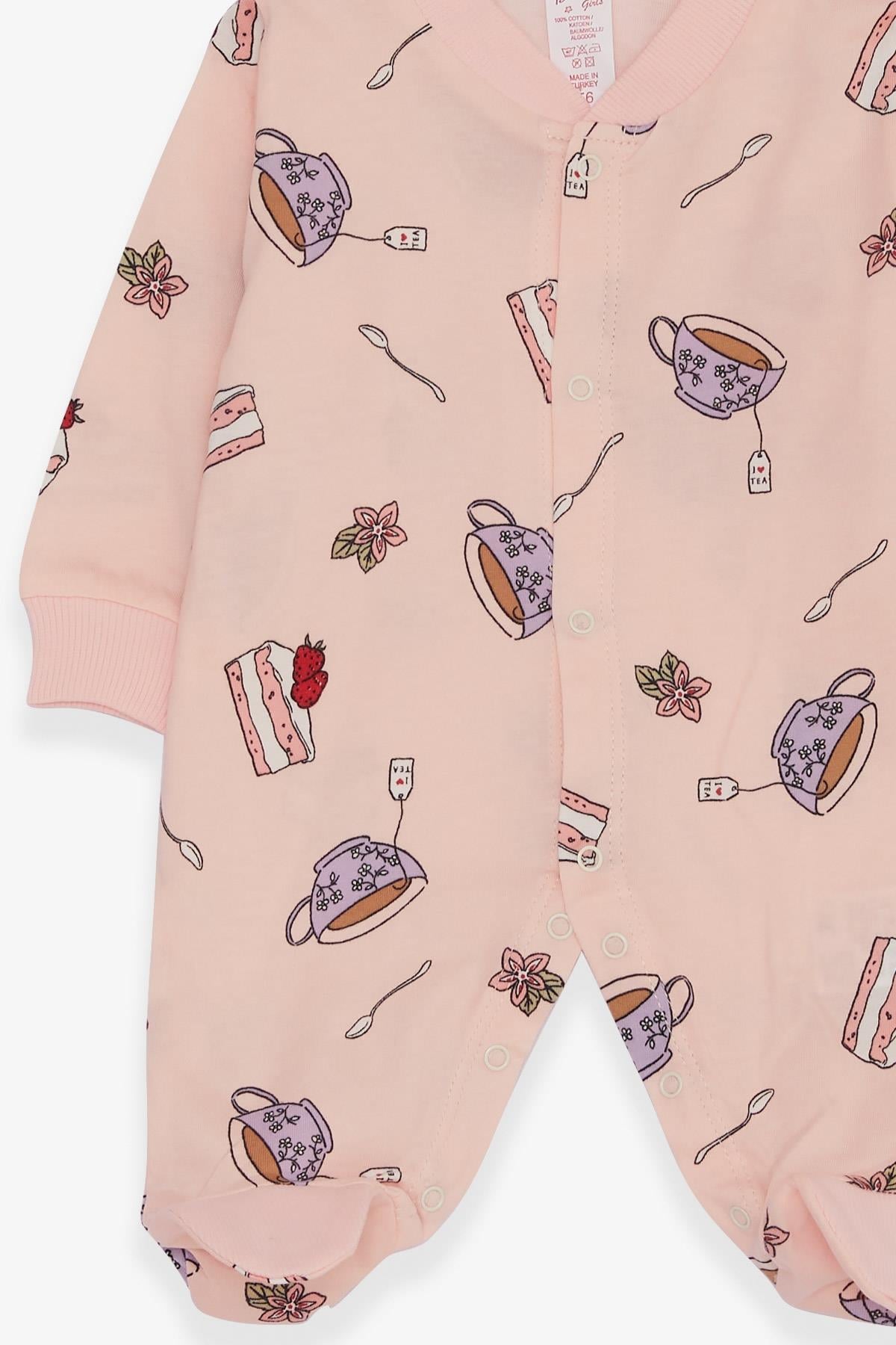 Breeze Kız Bebek Tulum Pasta Desenli Somon (0-3 Ay-6 Ay)