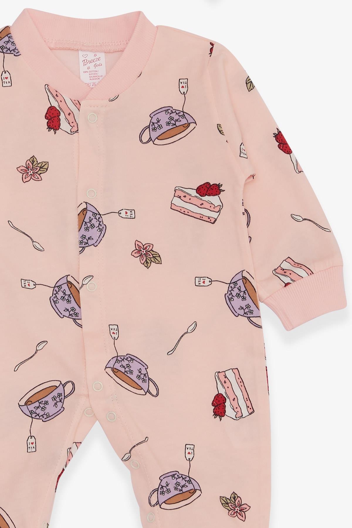 Breeze Kız Bebek Tulum Pasta Desenli Somon (0-3 Ay-6 Ay)
