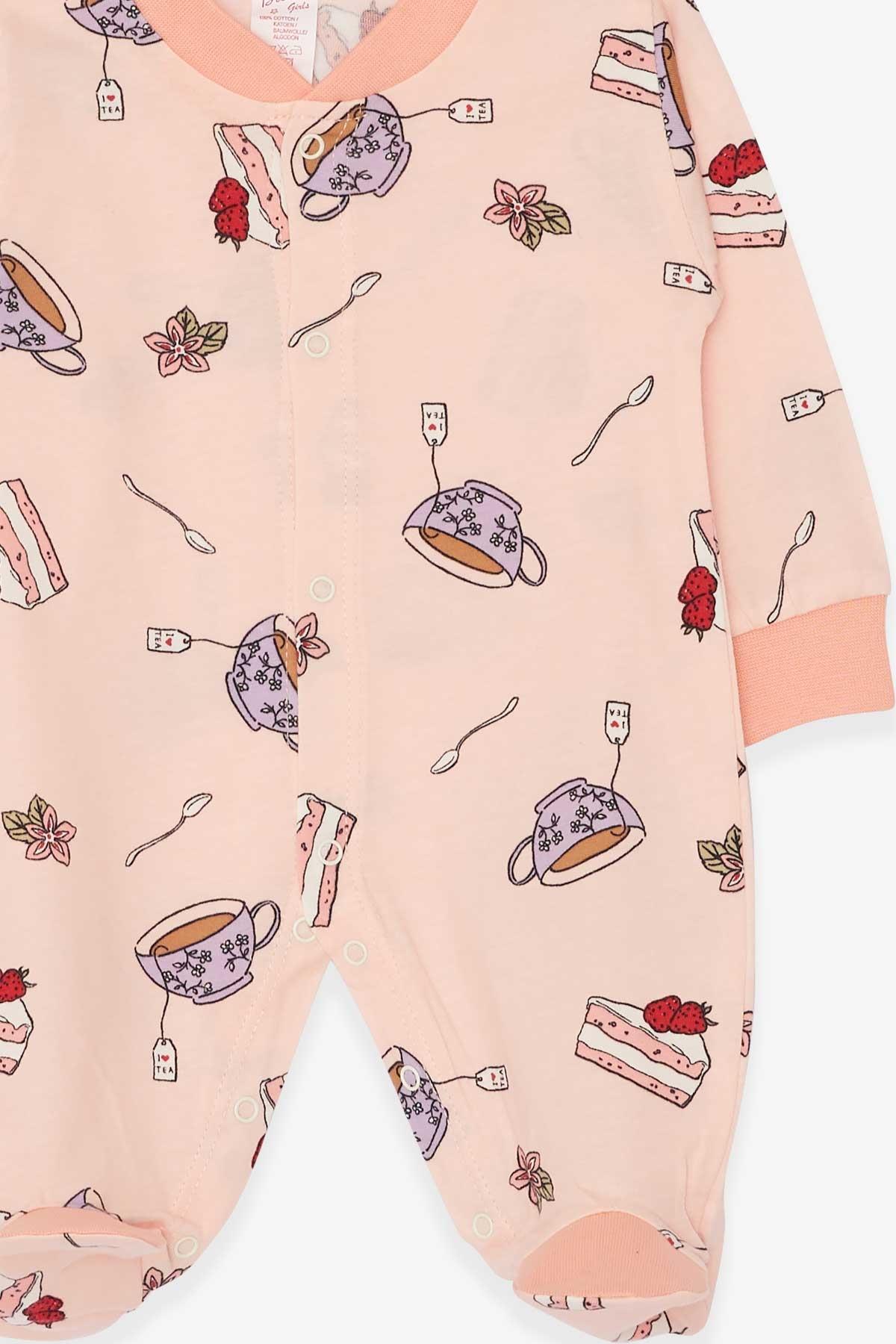 Breeze Kız Bebek Tulum Pasta Desenli Somon (0-3 Ay-6 Ay)