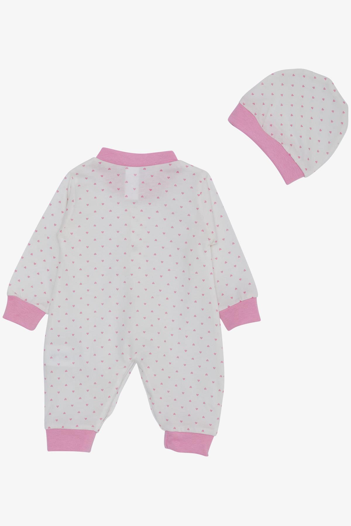 Breeze Kız Bebek Tulum Puantiye Desenli Ekru (0-6 Ay)