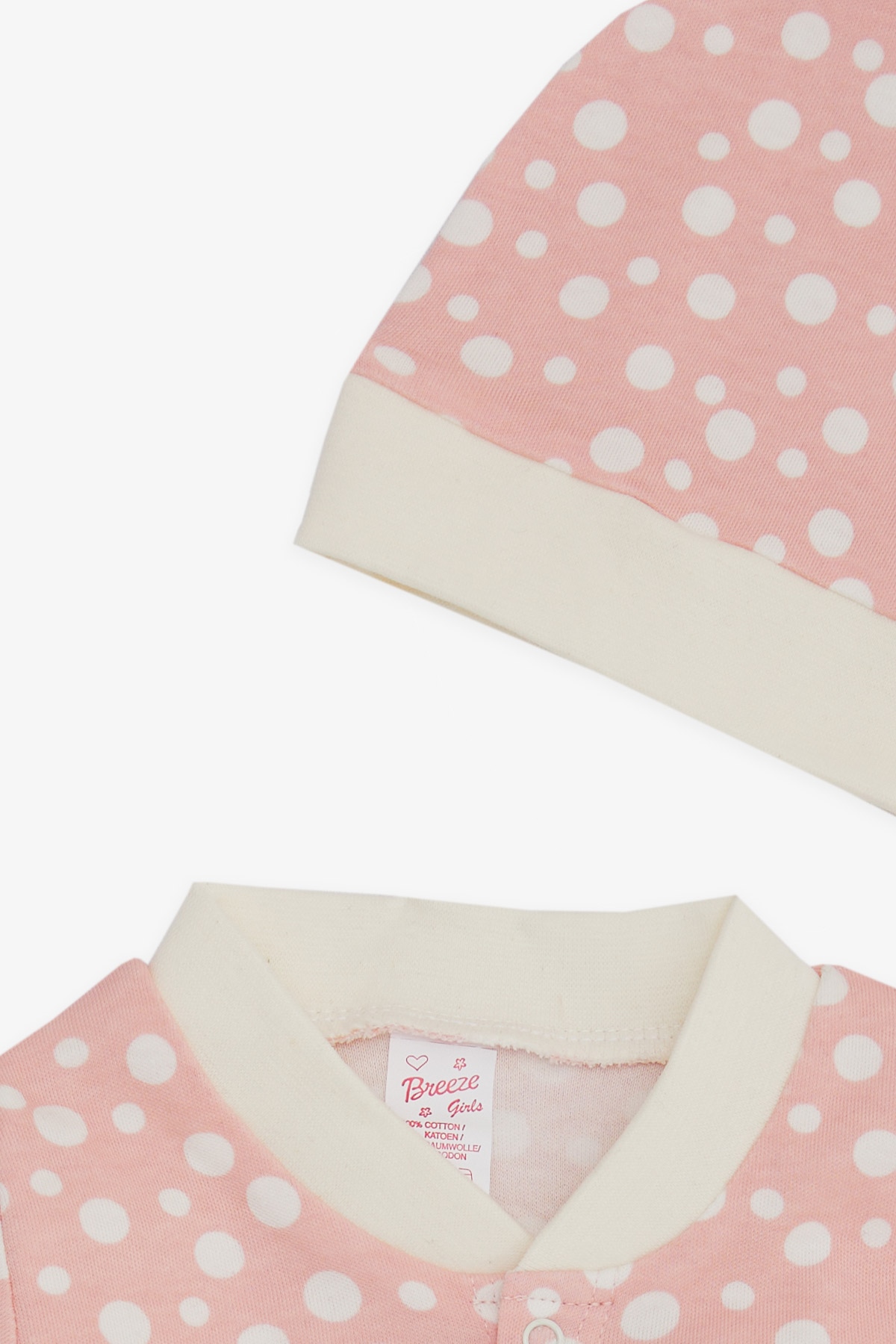 Breeze Kız Bebek Tulum Puantiye Desenli Pembe (0-3 Ay-6 Ay)