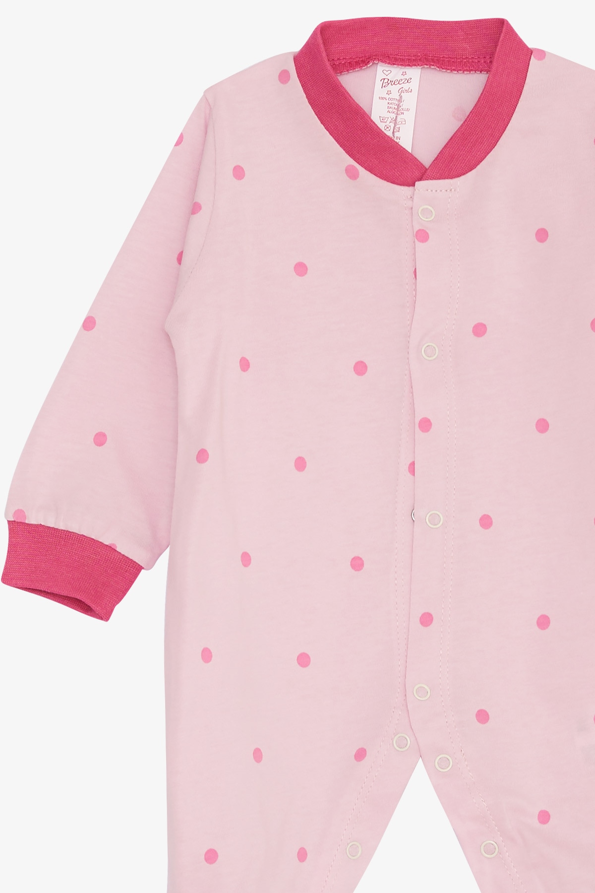 Breeze Kız Bebek Tulum Puantiye Desenli Pembe (0-3 Ay-6 Ay)