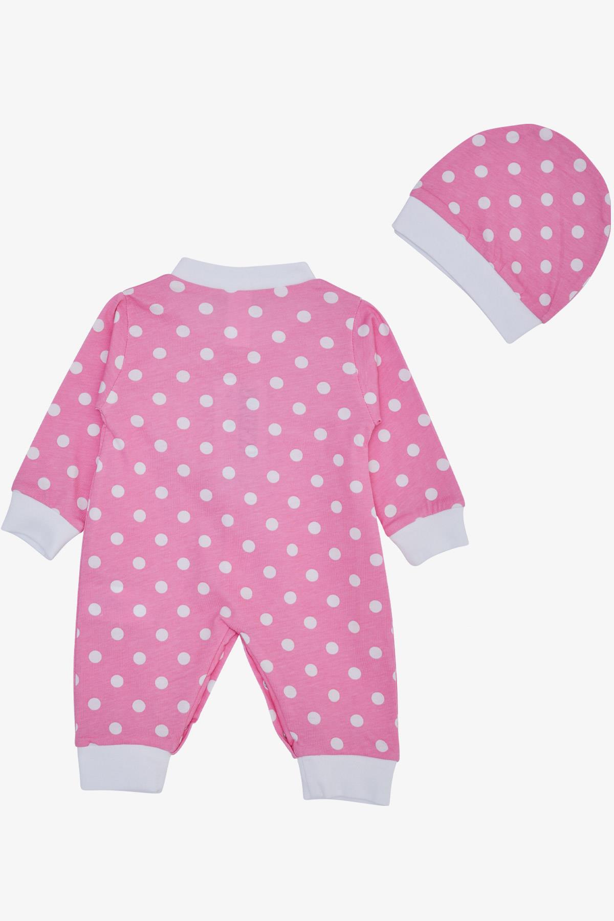 Breeze Kız Bebek Tulum Puantiye Desenli Pembe (0-6 Ay)