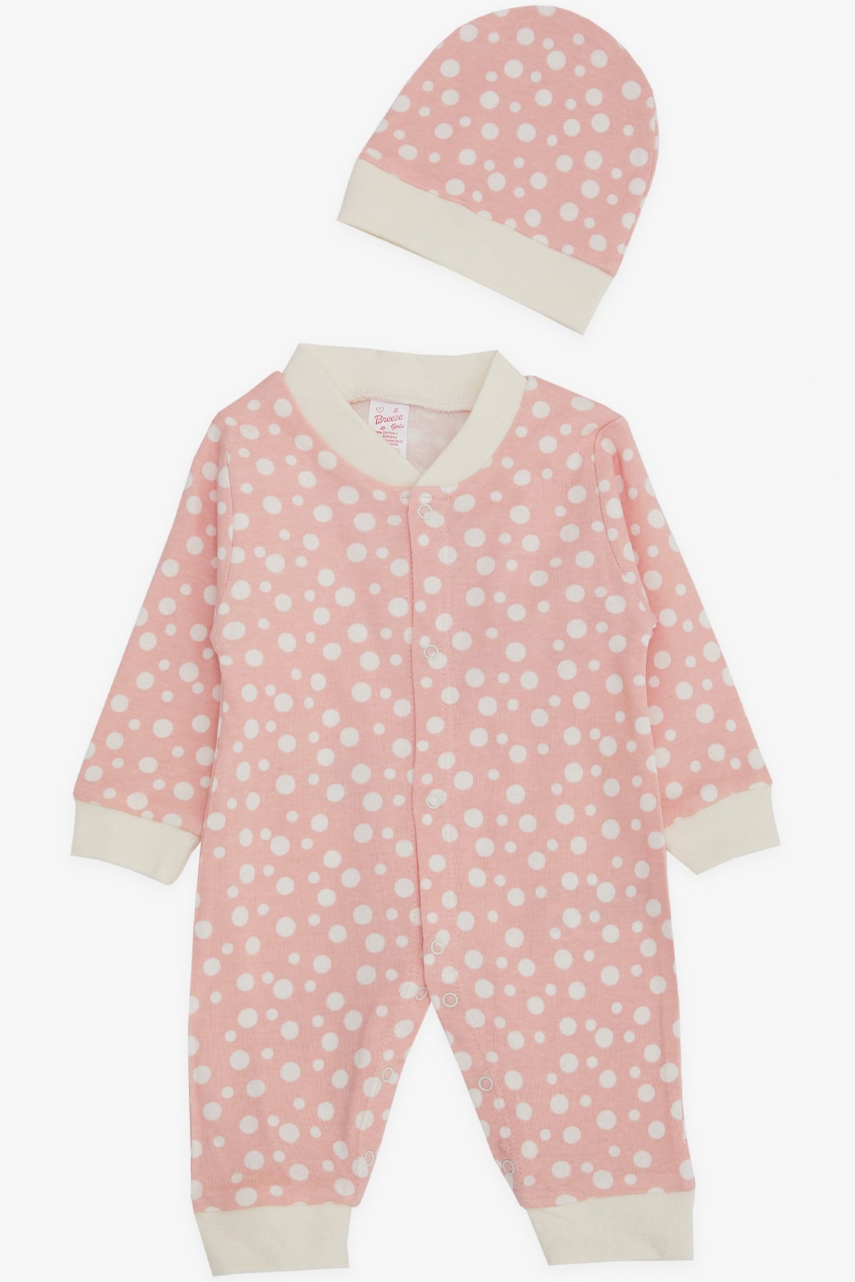 Breeze Kız Bebek Tulum Puantiye Desenli Pembe (0-3 Ay-6 Ay)
