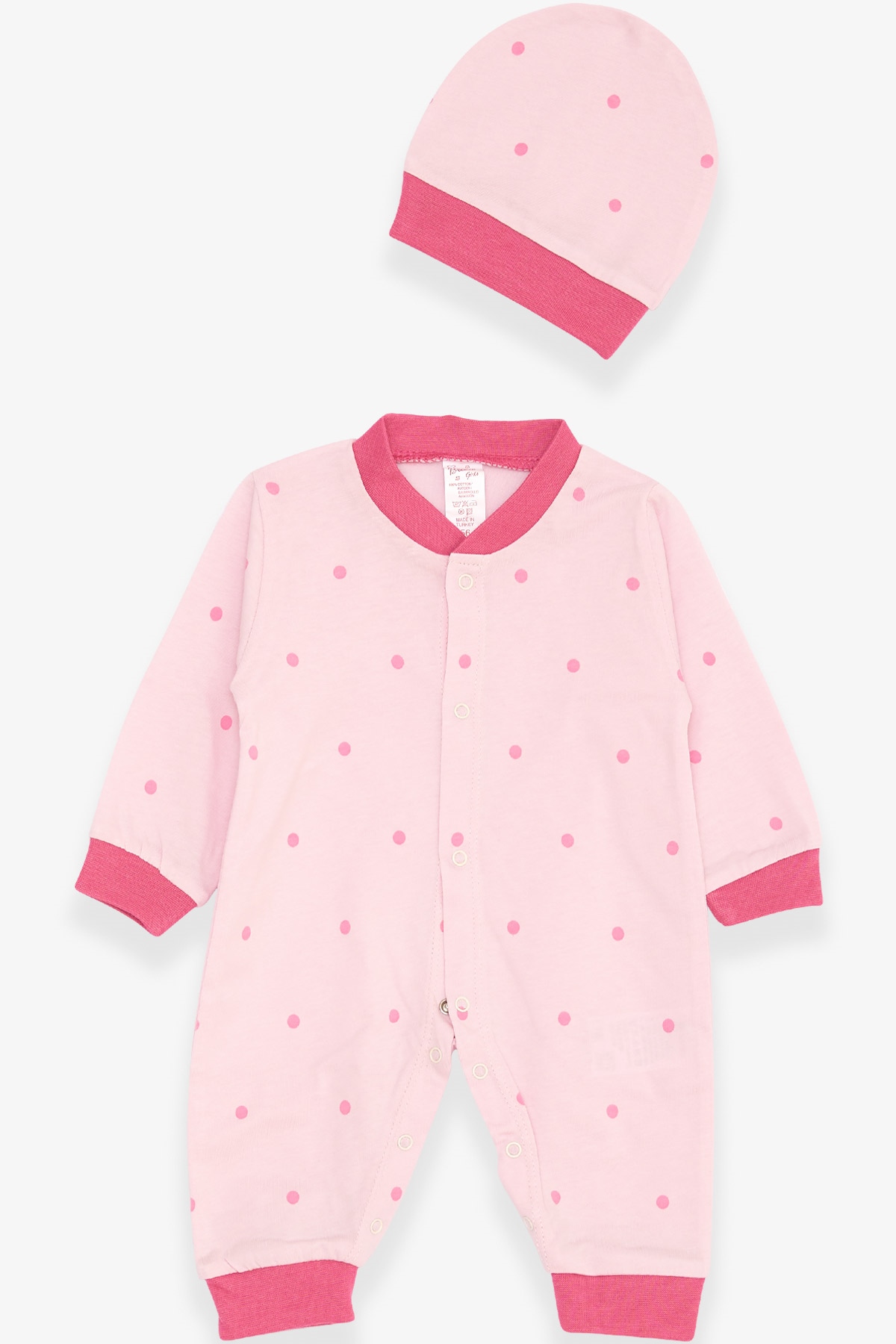 Breeze Kız Bebek Tulum Puantiye Desenli Pembe (0-3 Ay-6 Ay)