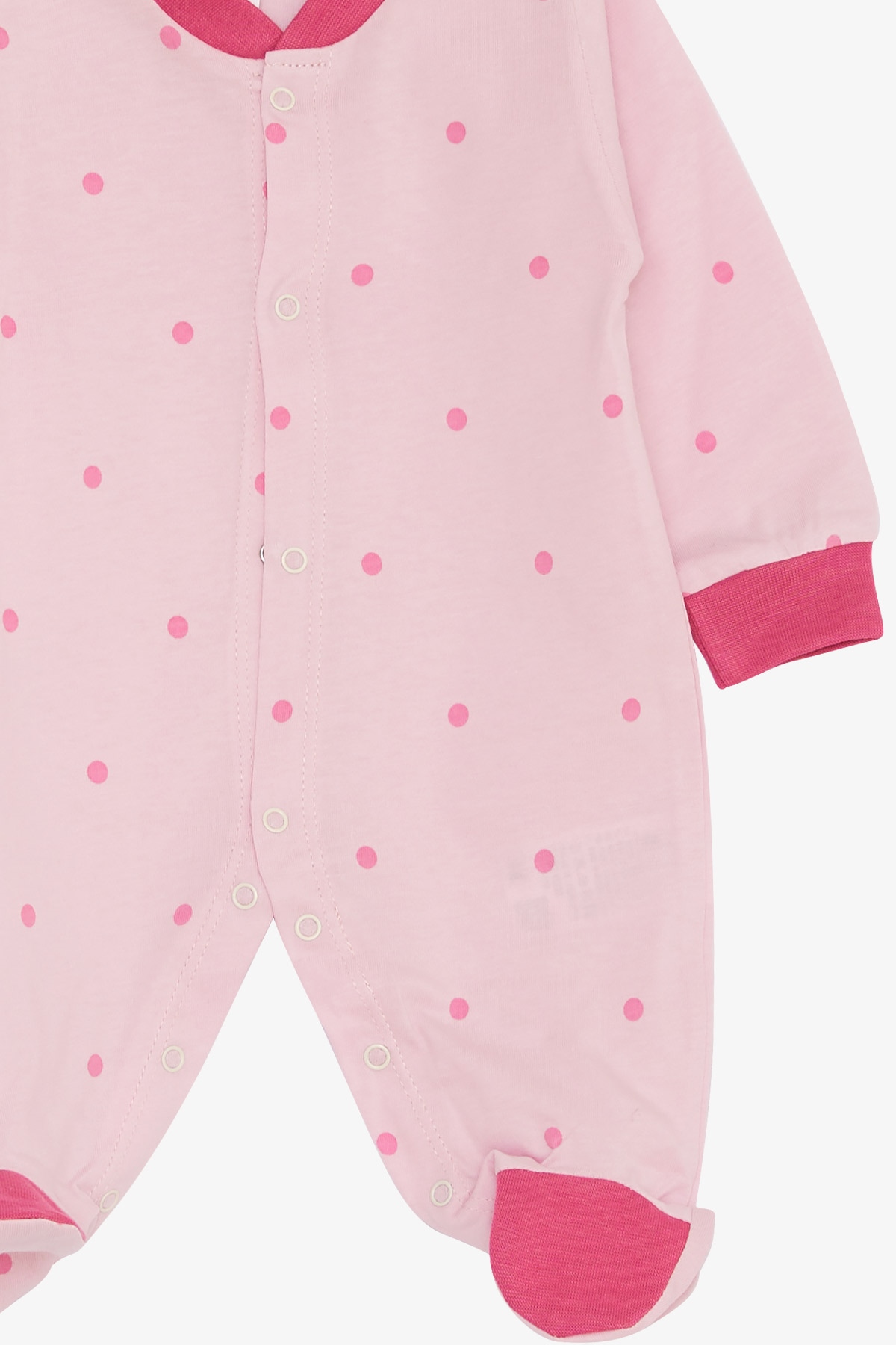 Breeze Kız Bebek Tulum Puantiye Desenli Pembe (0-3 Ay-6 Ay)