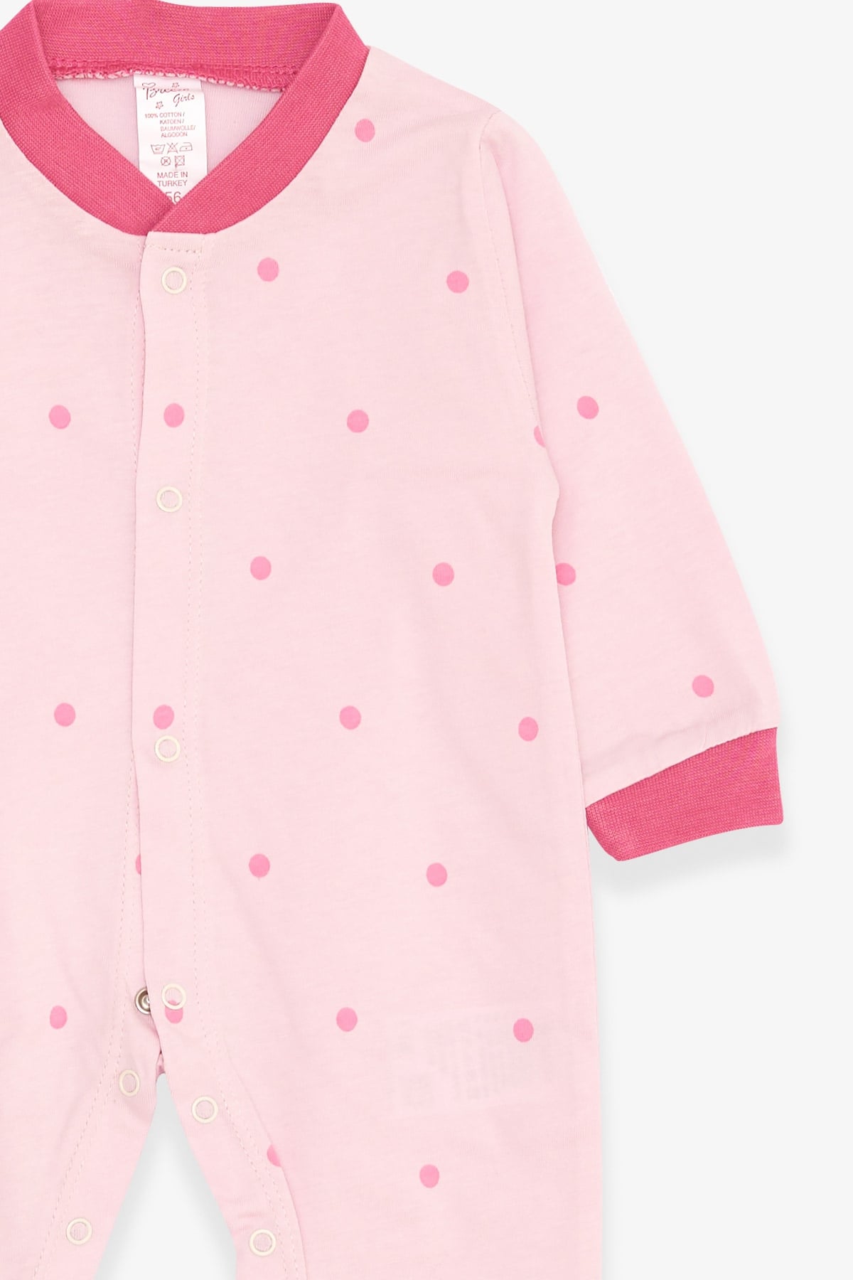 Breeze Kız Bebek Tulum Puantiye Desenli Pembe (0-3 Ay-6 Ay)