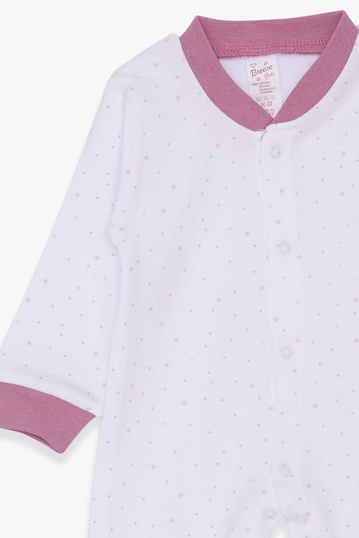 Breeze Kız Bebek Tulum Puantiyeli Beyaz (0-3 Ay-6 Ay)