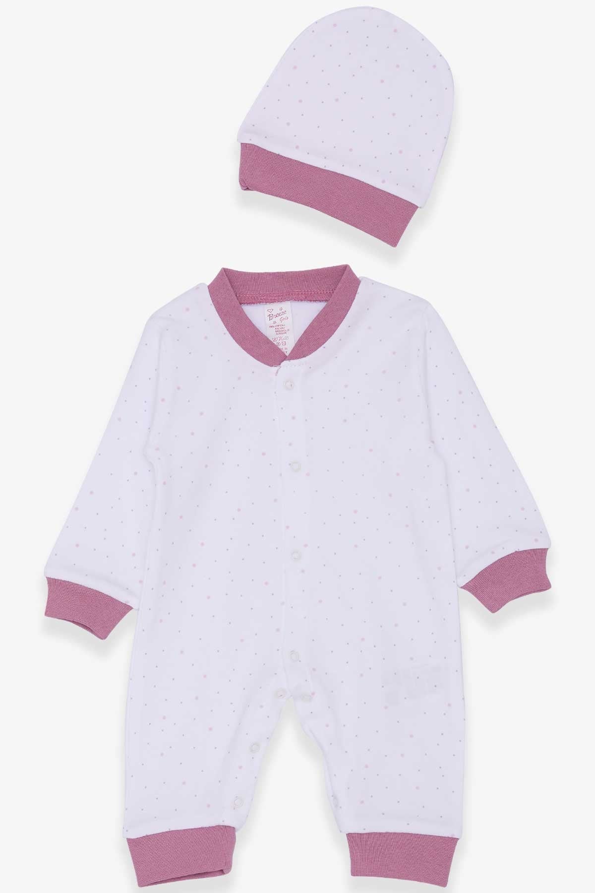 Breeze Kız Bebek Tulum Puantiyeli Beyaz (0-3 Ay-6 Ay)