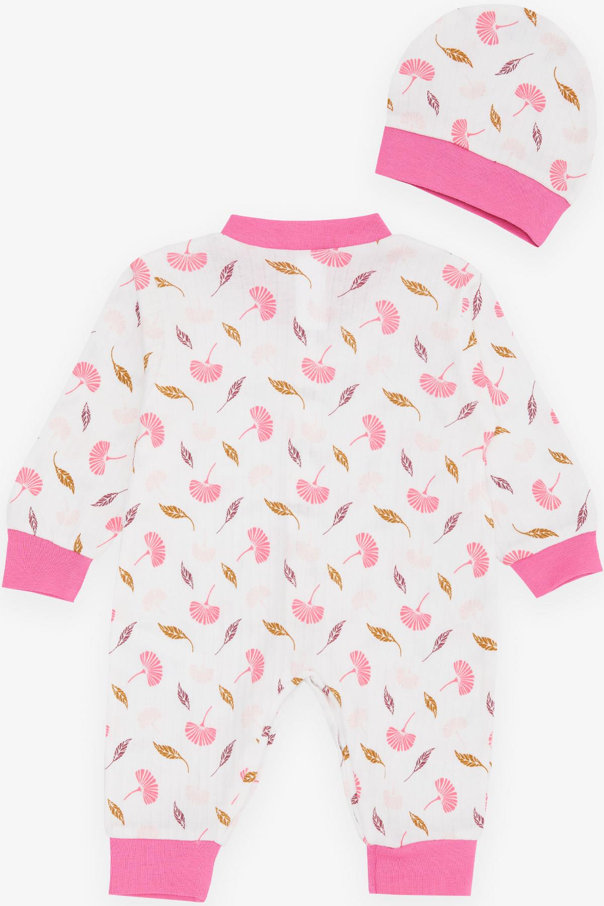 Breeze Kız Bebek Tulum Renkli Çiçek Desenli Ekru (0-6 Ay)