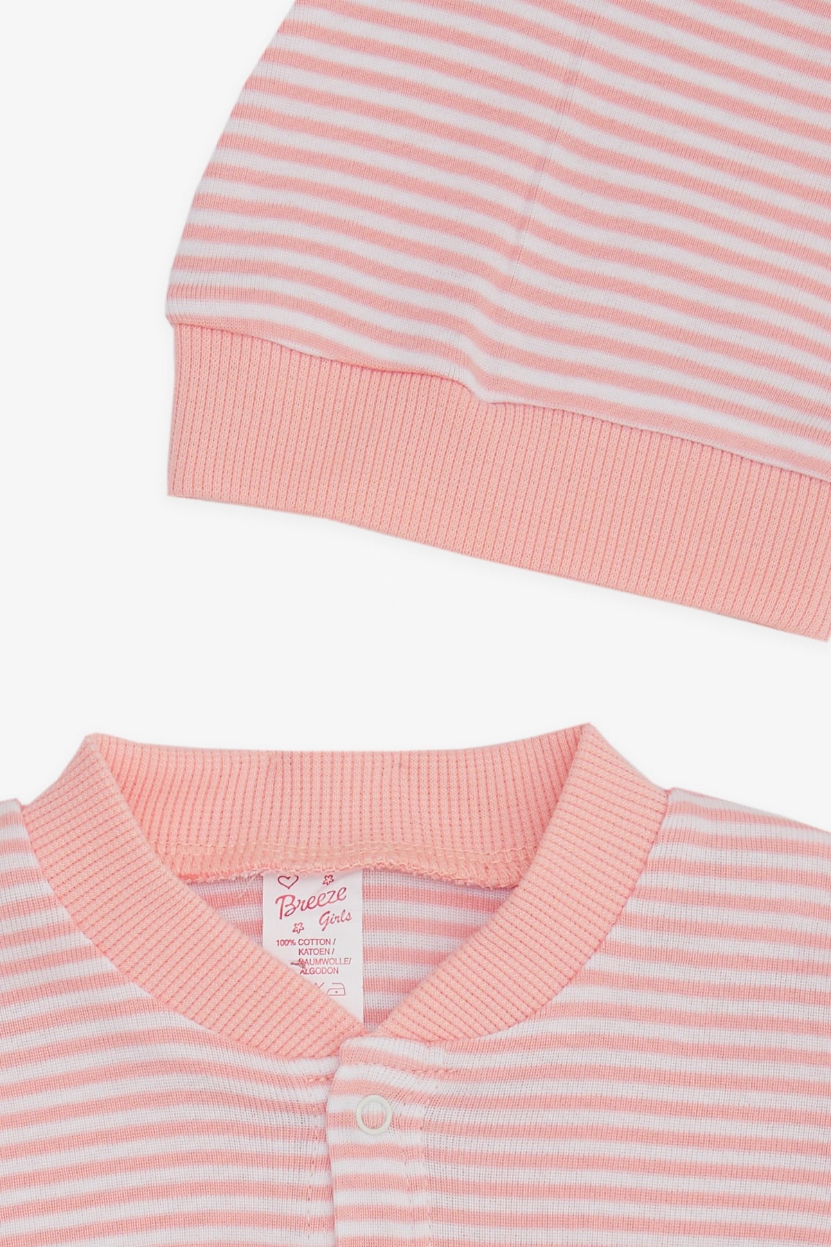Breeze Kız Bebek Tulum Renkli Çizgili Pembe (0-3 Ay-6 Ay)