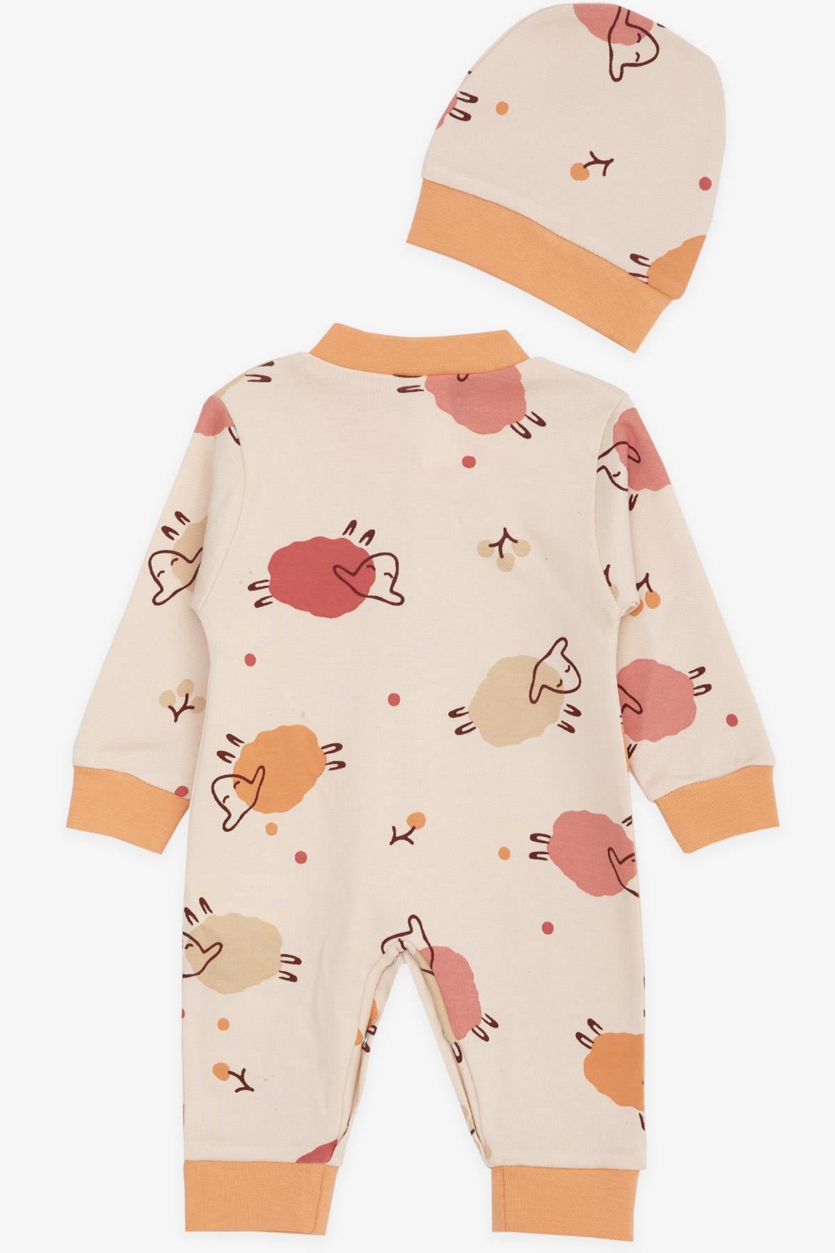 Breeze Kız Bebek Tulum Sevimli Koyuncuk Desenli Pudra (0-6 Ay)