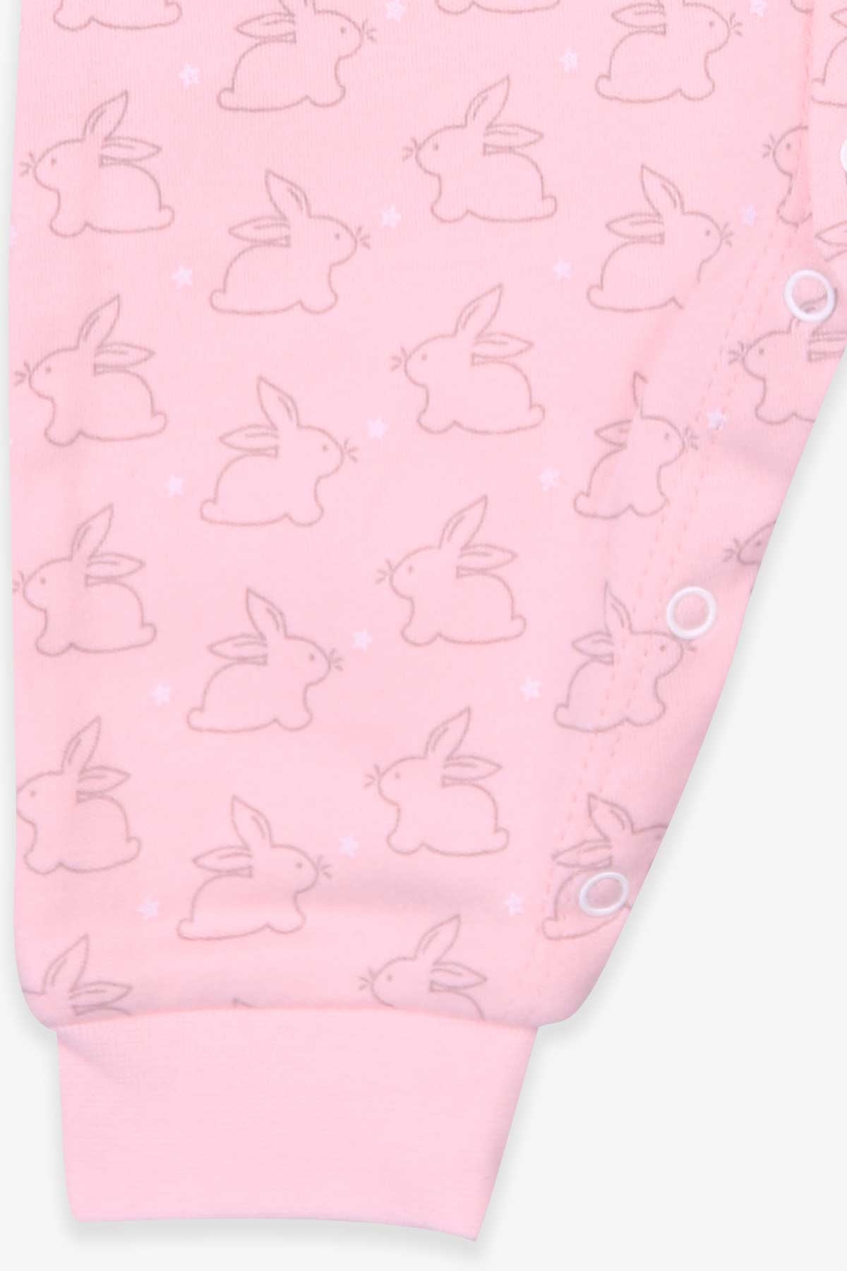 Breeze Kız Bebek Tulum Tavşan Desenli Şapkalı Set Somon (0-3 Ay-4 Ay)